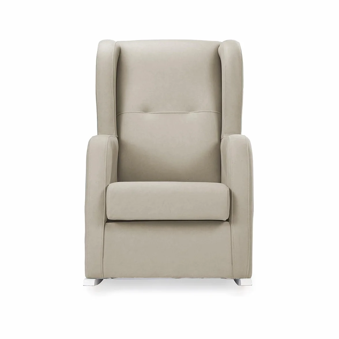 Sillón de Lactancia Amberes Estrecho con Patines Blancos Balanceo Suave Respaldo Alto Tela Antimanchas Beige 102x66x89 cm