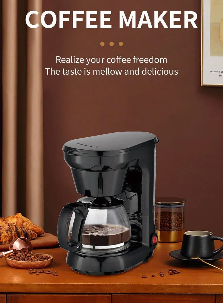 Cafetera automática de 6 Tazas, con Molinillo Integrado, no Necesita cápsulas, Color Negro y Acero Inoxidable.