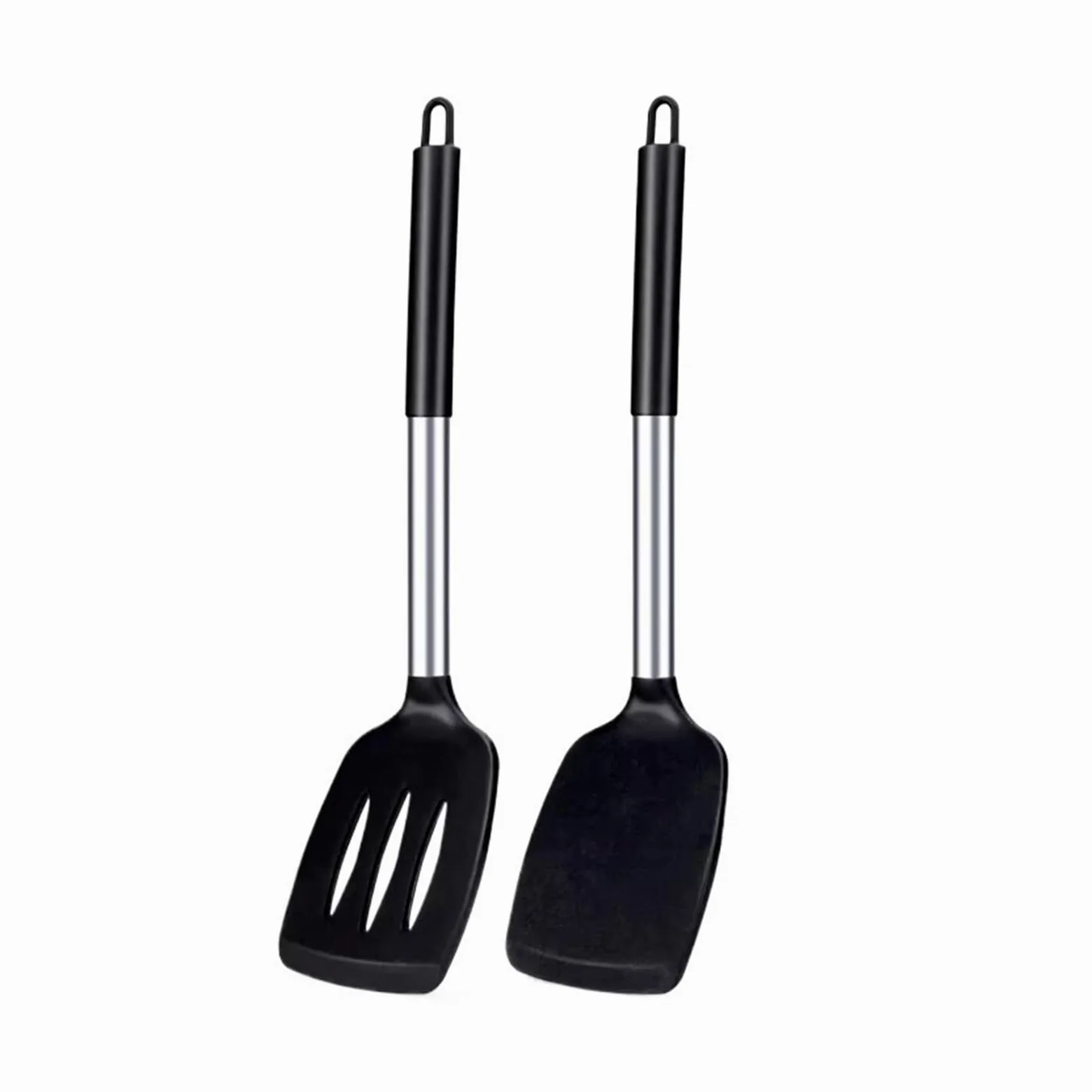 Juego de espátula silicona, juego herramientas antiadherentes resistentes al calor for filetes, utensilios cocina(Spatula Set Black)