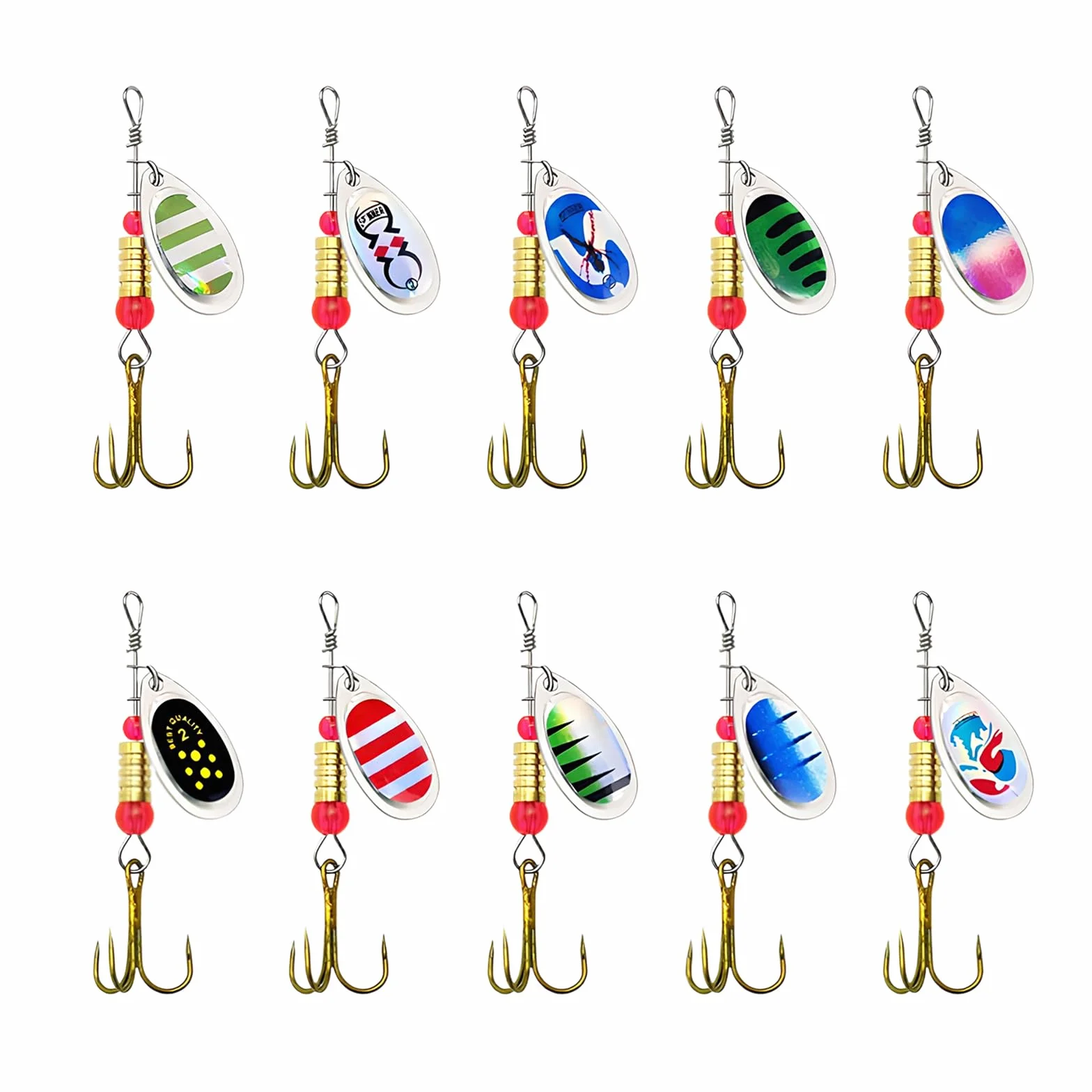 Señuelos de Pesca Giratorios Metal con Lentejuelas Luminosos para Lucio Black Bass Lubina Caja Transparente Incluido