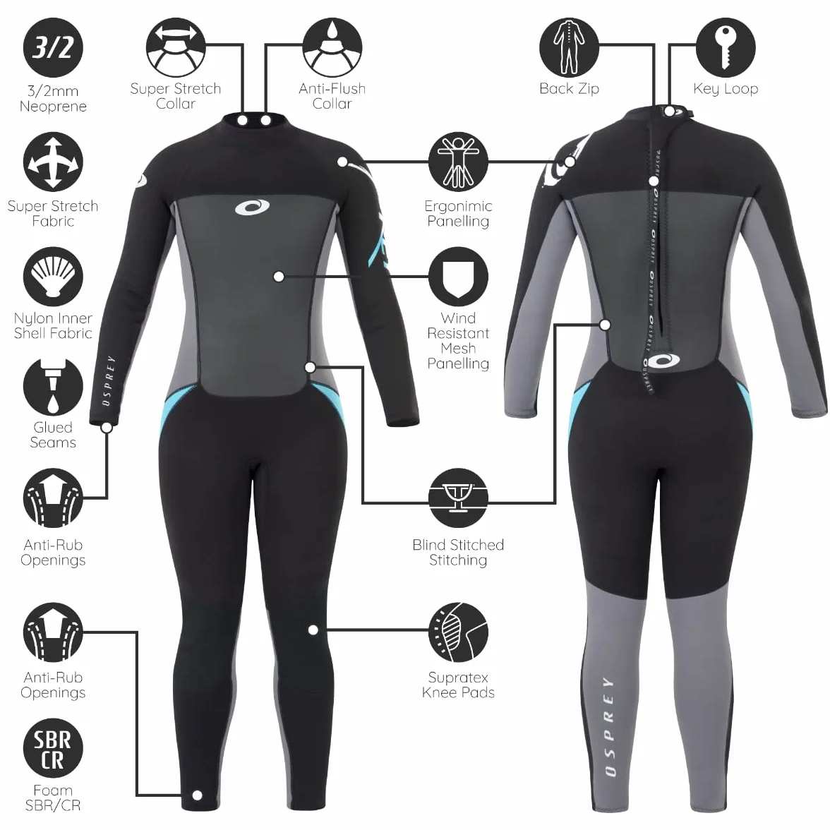 Osprey Origin Traje de Neopreno Mujer 3/2 mm Multicolor