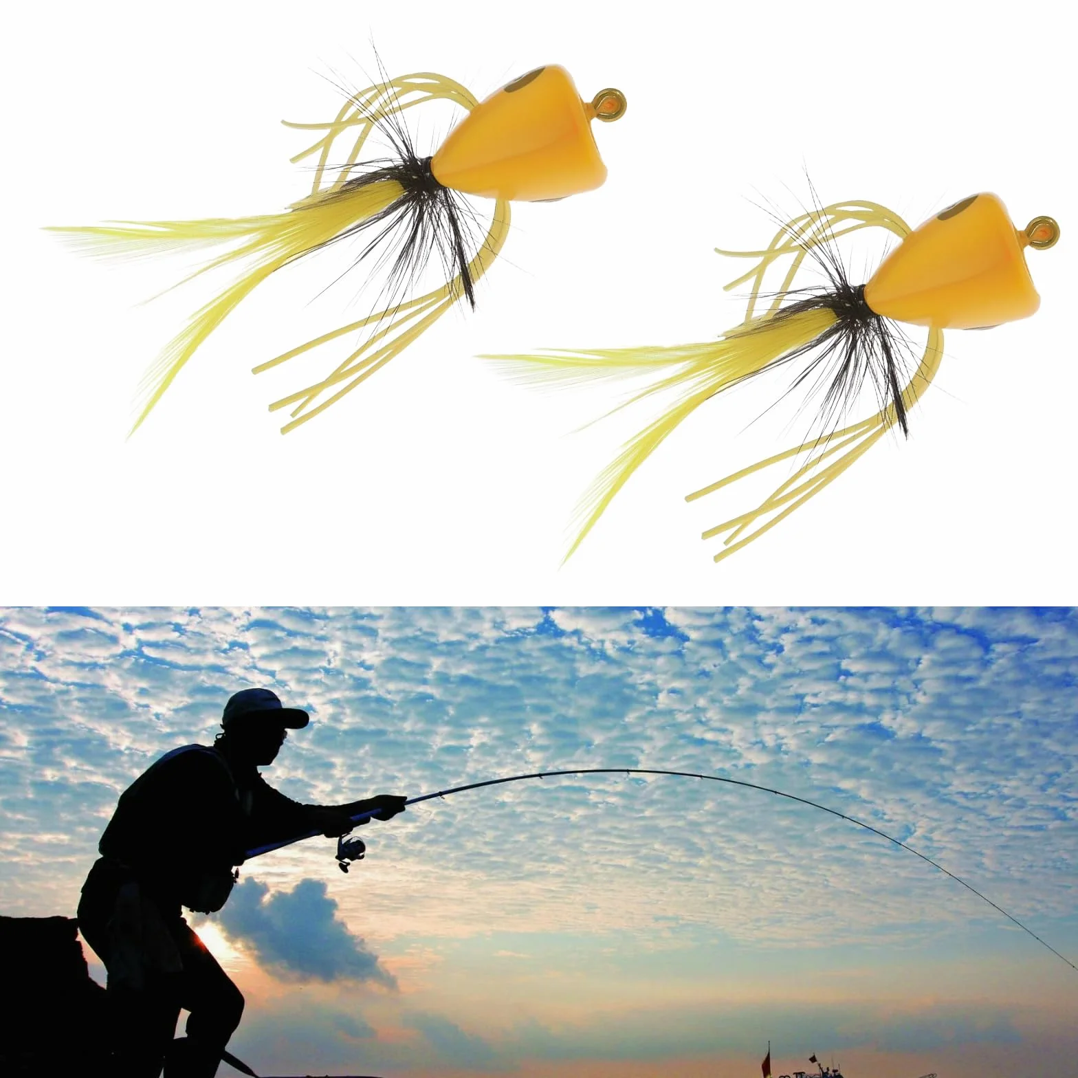 EMSea 10 Señuelos Popper para Pesca con Mosca Lubina Pez Luna