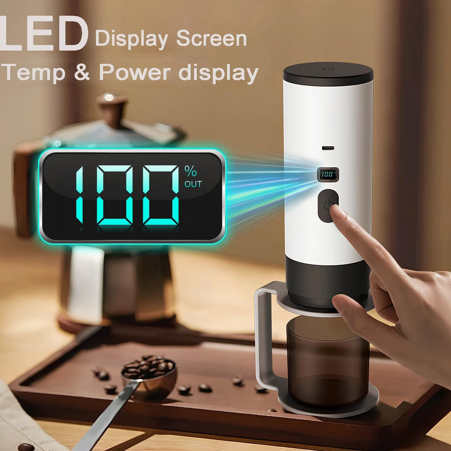 scosao Cafetera Eléctrica Portátil 12 V Cafetera Capsulas, Máquina de Café Espresso Auto-Calentamiento para Camping Coche Viajes Casa, compatible con cápsulas NS y Café Molido