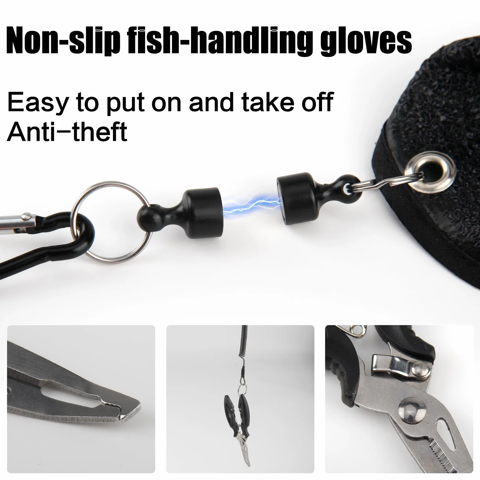 Guantes de Pesca Antideslizantes Anti Corte con Hebillas Magnéticas y Alicates