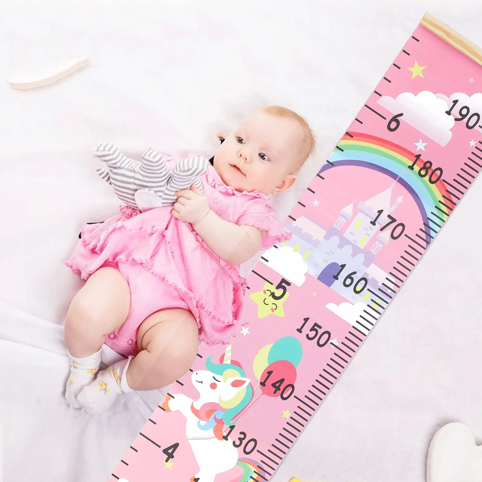 Hifot Niños Unicornio Gráfico de Crecimiento de Altura Medición Pared Colgante 74.8 x 7.87 Pulgadas Decoración Habitación
