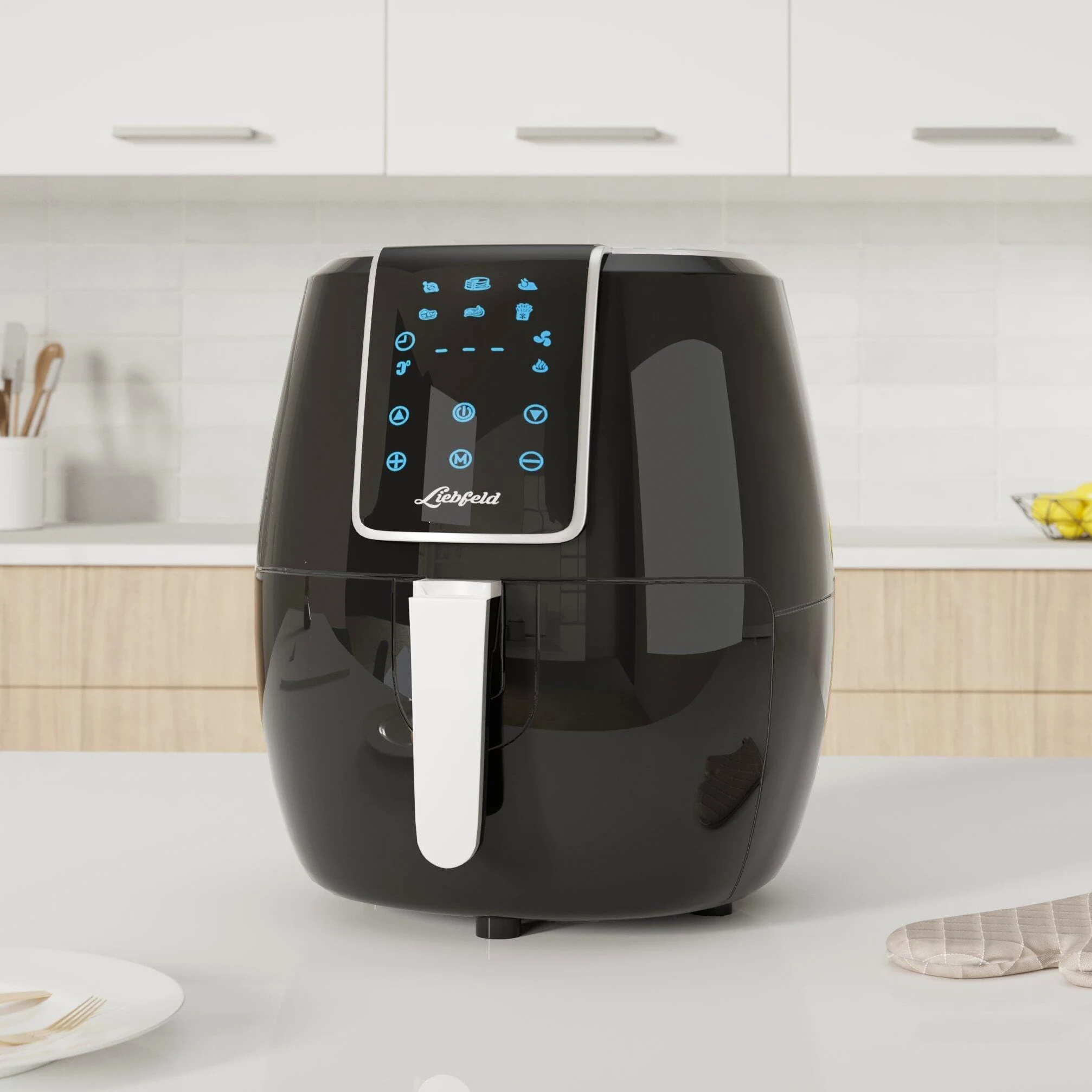 Liebfeld - Kit freidora de aire caliente [1800 W] con cesta para pan I Airfryer XXL sin grasa ni aceite I Freidora de aire caliente (XXL)