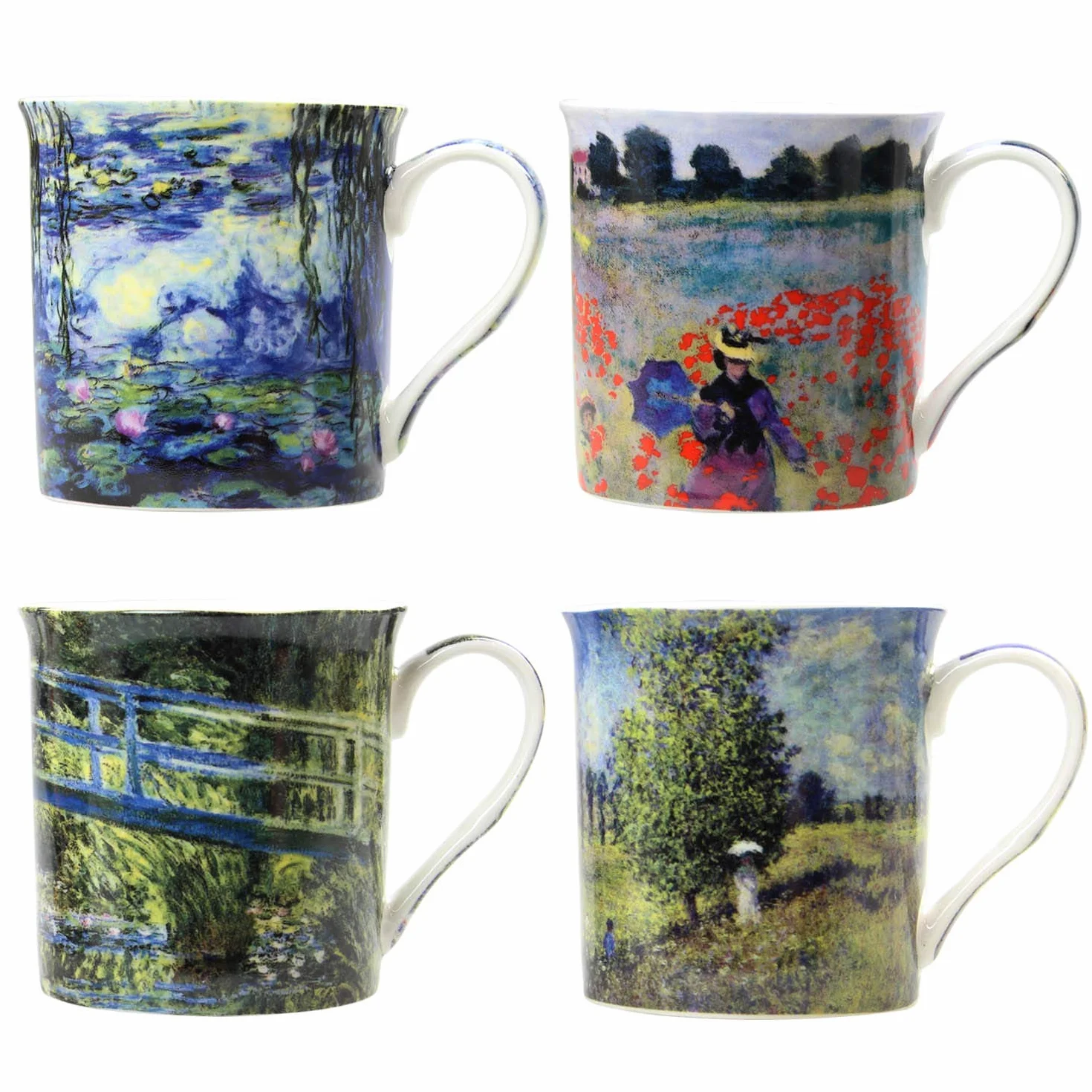Lesser & Pavey LP93066A Monet - Tazas de Porcelana Fina, 4 Piezas, Multicolor, 12 x 8 x 9 cm, 300 ml