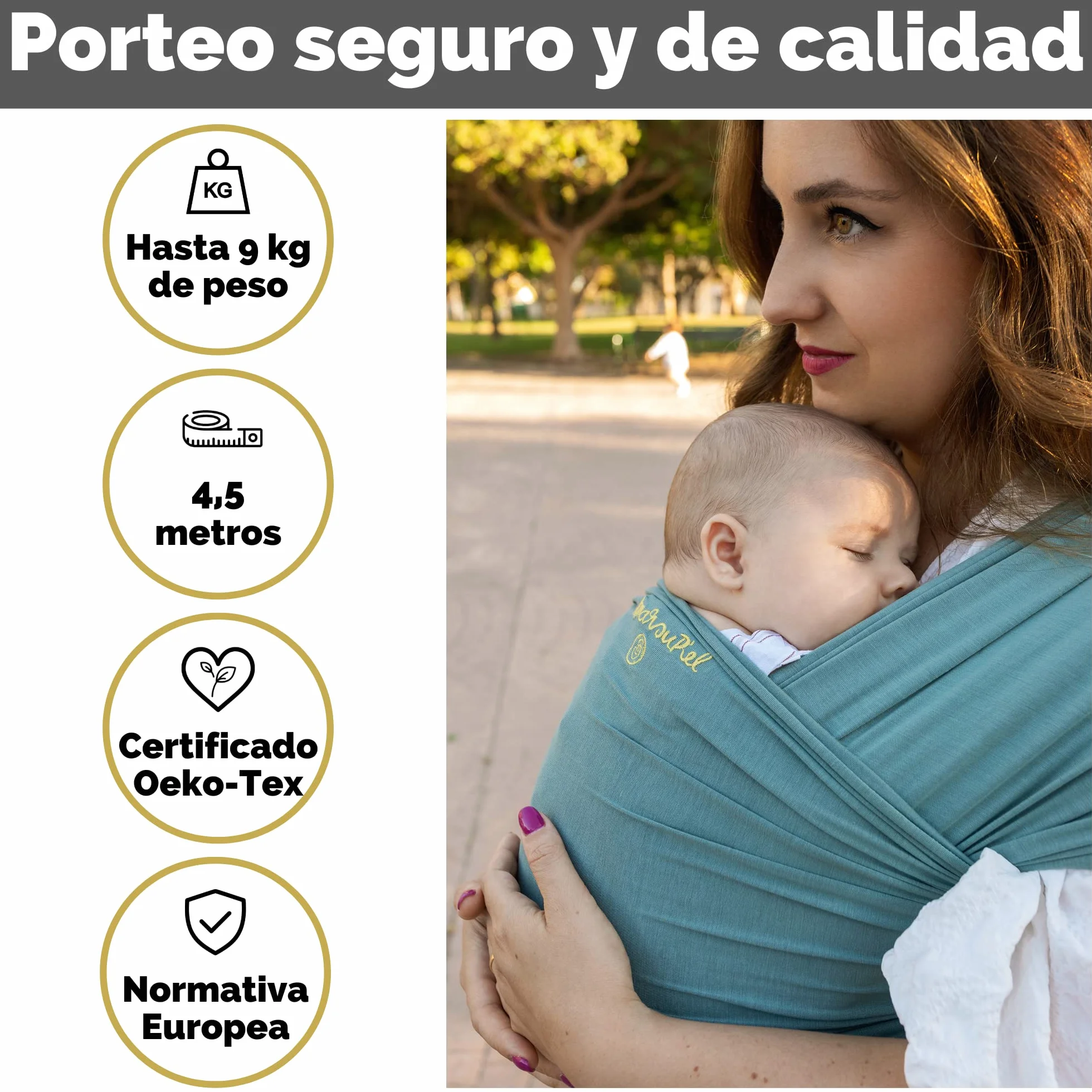 Amarsupiel Fular Portabebe Recien Nacido Elástico de Tejido Suave Bambú OEKOTEX Hasta 8kg Mint