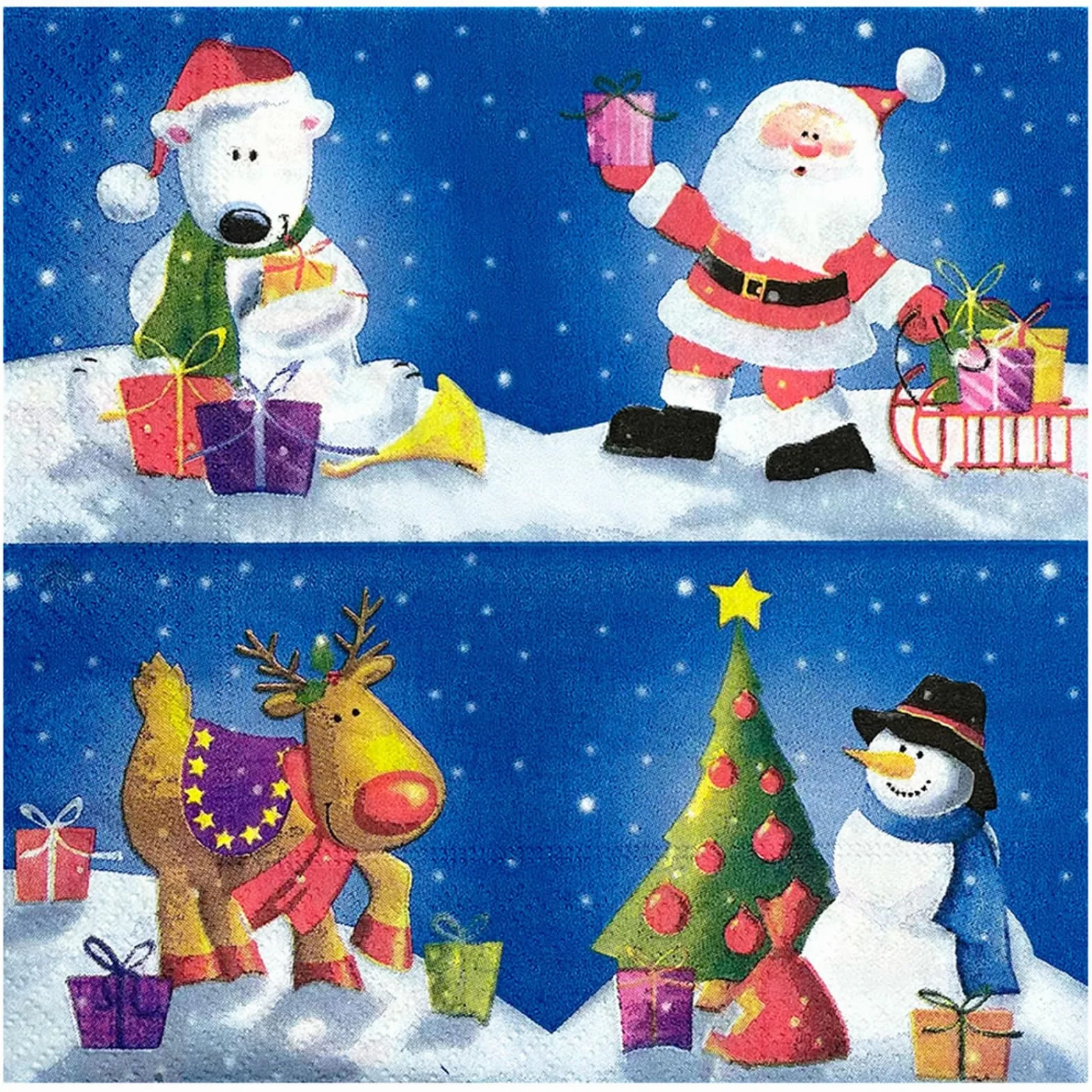 Servilletas Papel Navidad Animal Servilletas Decoupage Decoradas Papel Higienico Desechables Toilet Paper Cumpleaños Cocktail 2 Capas Paper Towels Bodas Fiesta Jardín 30 Paquetes(33x33cm）