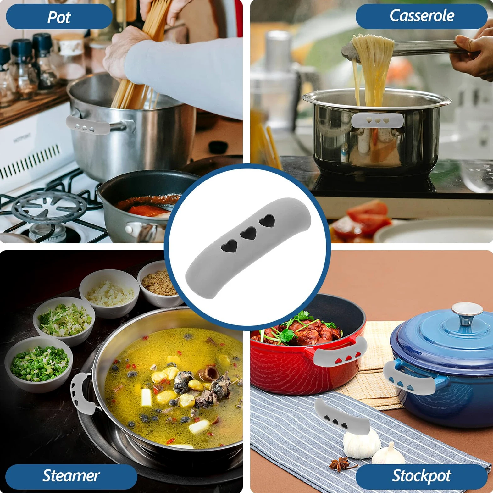 80 Unidades Fundas Antideslizantes para Asas de Ollas Resistentes al Calor Protectores Ergonómicos para Sartenes y Cacerolas Cubiertas Duraderas para Cocina Doméstica