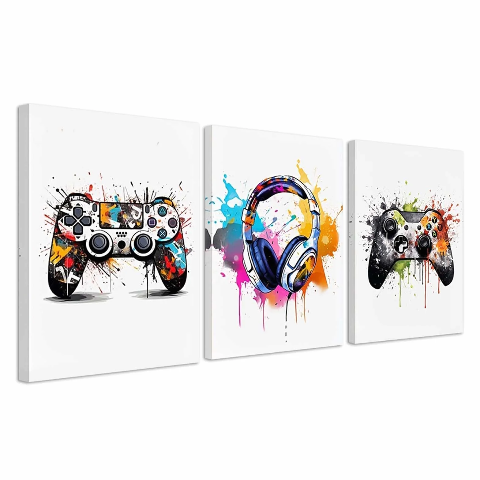 Póster de Juegos con Marco 3PCS Imágenes de Habitación Juvenil Decorativos de Pared