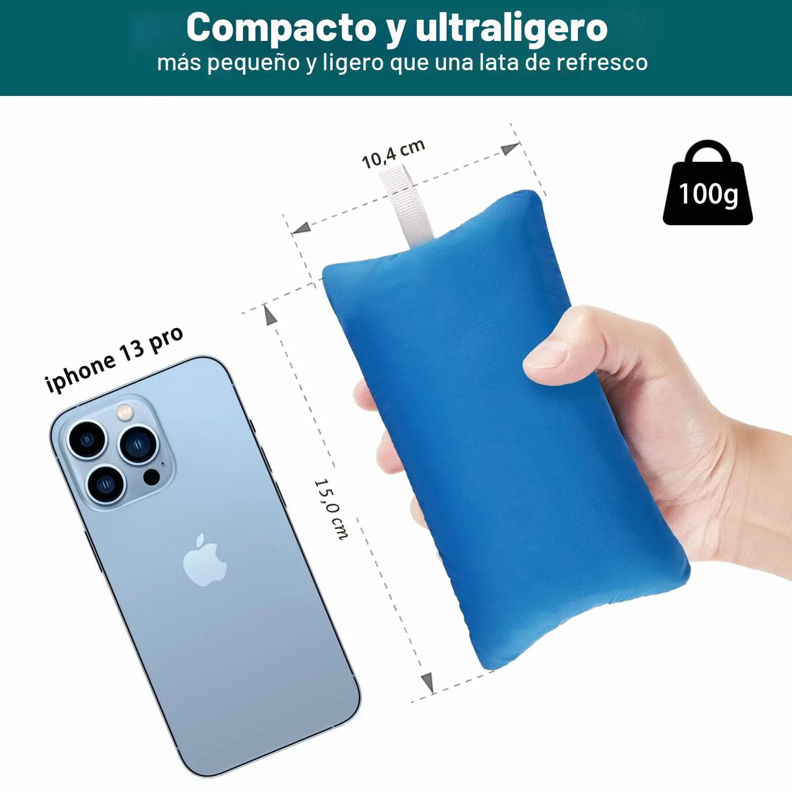 Eono Almohada de Playa Hinchable, Almohada Inflable Camping, Ultraligero Cojín de Viaje - 1 Pieza