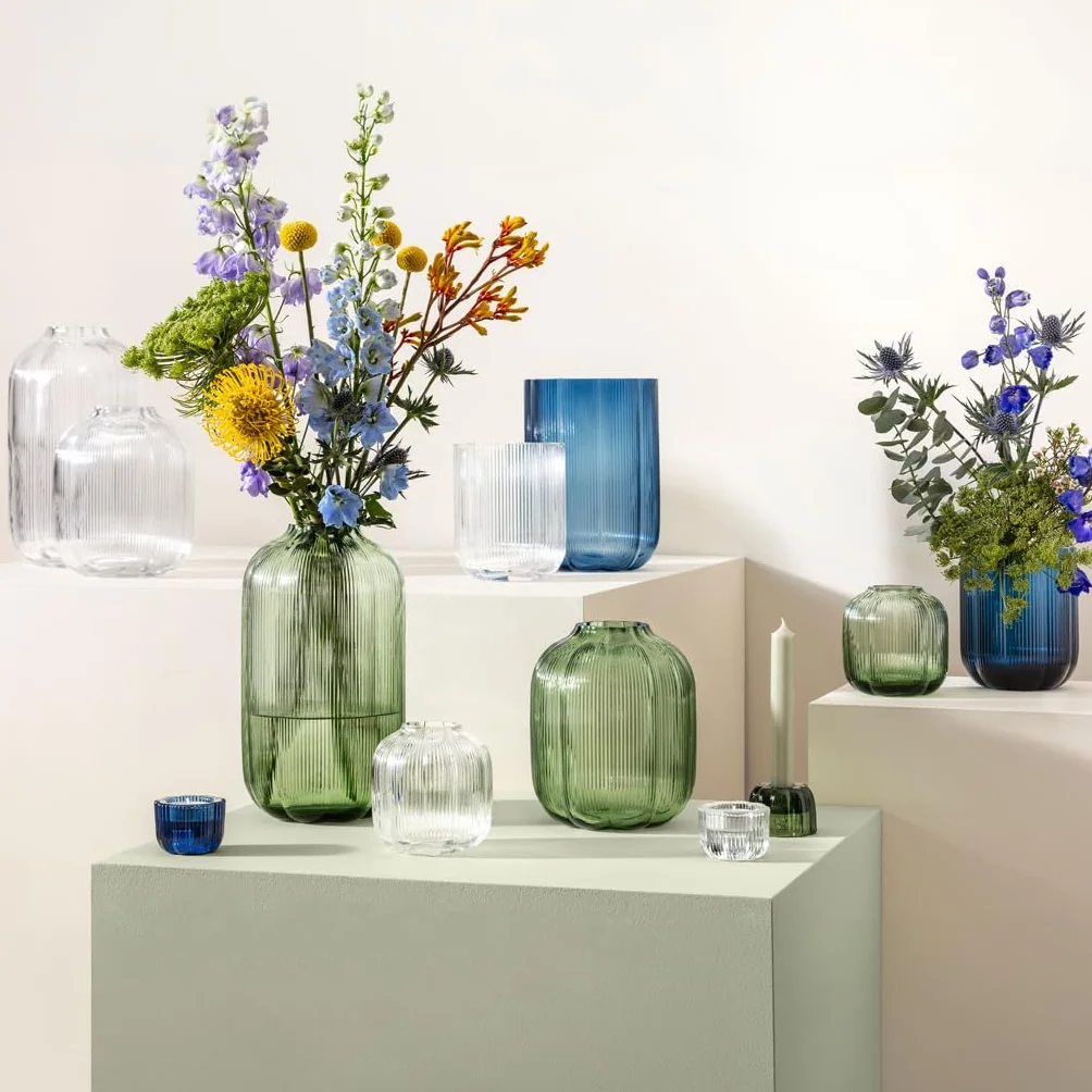 Villeroy & Boch - Fleur, jarrón Decorativo Transparente de 19 cm, inspiración Floral, jarrón de Mesa Apto para lavavajillas, Hecho a Mano de Vidrio soplado, artículos de decoración para el hogar