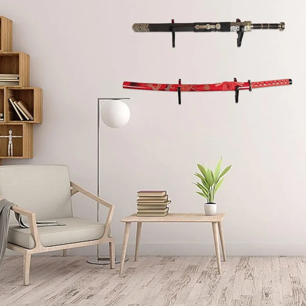 Kiuiom Soporte Pared Espada Samurai Katana Tanto Exhibición Ganchos Madera Acolchado