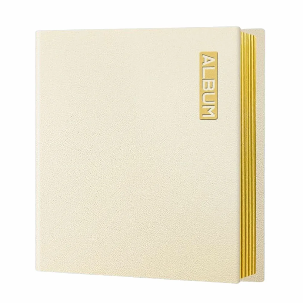 Álbum de fotos de piel sintética A4, autoadhesivo, protector de película adhesiva, a prueba de polvo, libro de recortes recargable para viajes, color beige