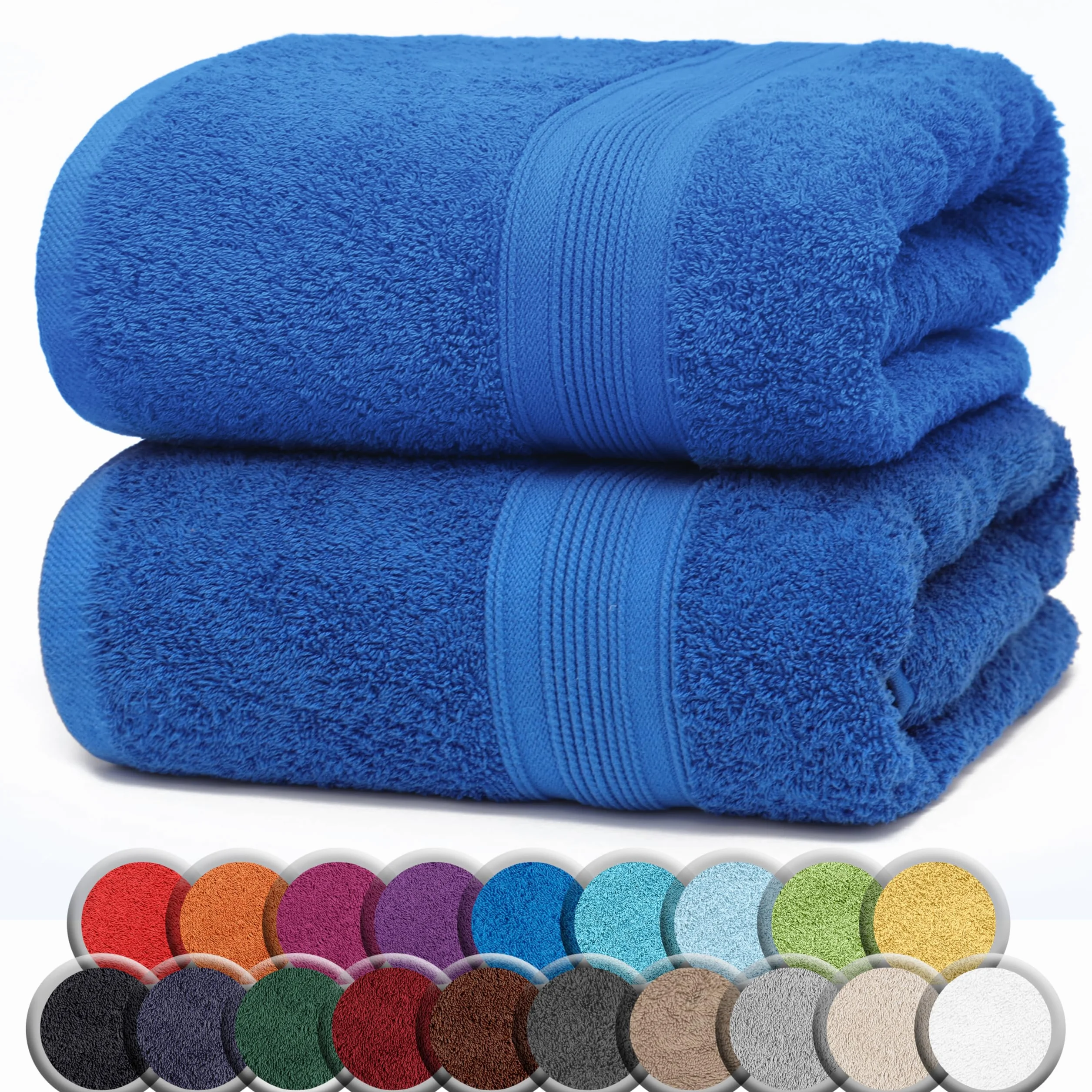 NatureMark Juego de 2 Toallas de Sauna, 80 x 200 cm, 100% algodón, Color: Azul Real