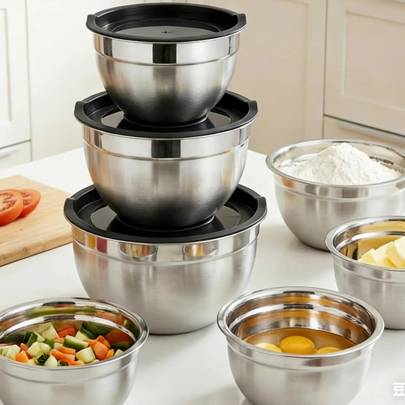 Juego De Bols Para Mezclar Con Juego de 7 Piezas Apilables Redondas con | Boles Para Mezclar Y Preparar Alimentos En La Cocina para la Preparación de Salsa