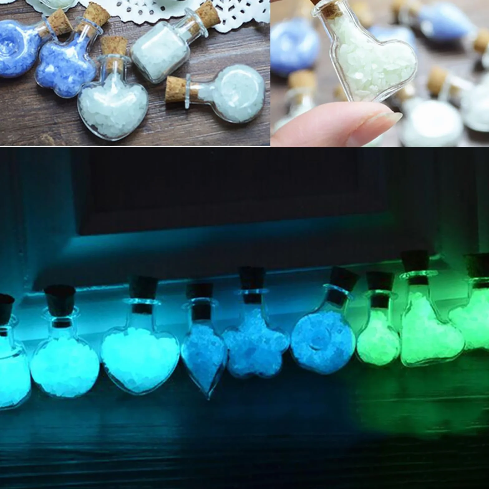 10 pcs Mini Botellas de Cristal con corcho,mini botellas de deseos,Botes Cristal Pequeños con tapas de corcho y cuerda,botellas pequeñas para decorar el árbol de navidad decoración DIY