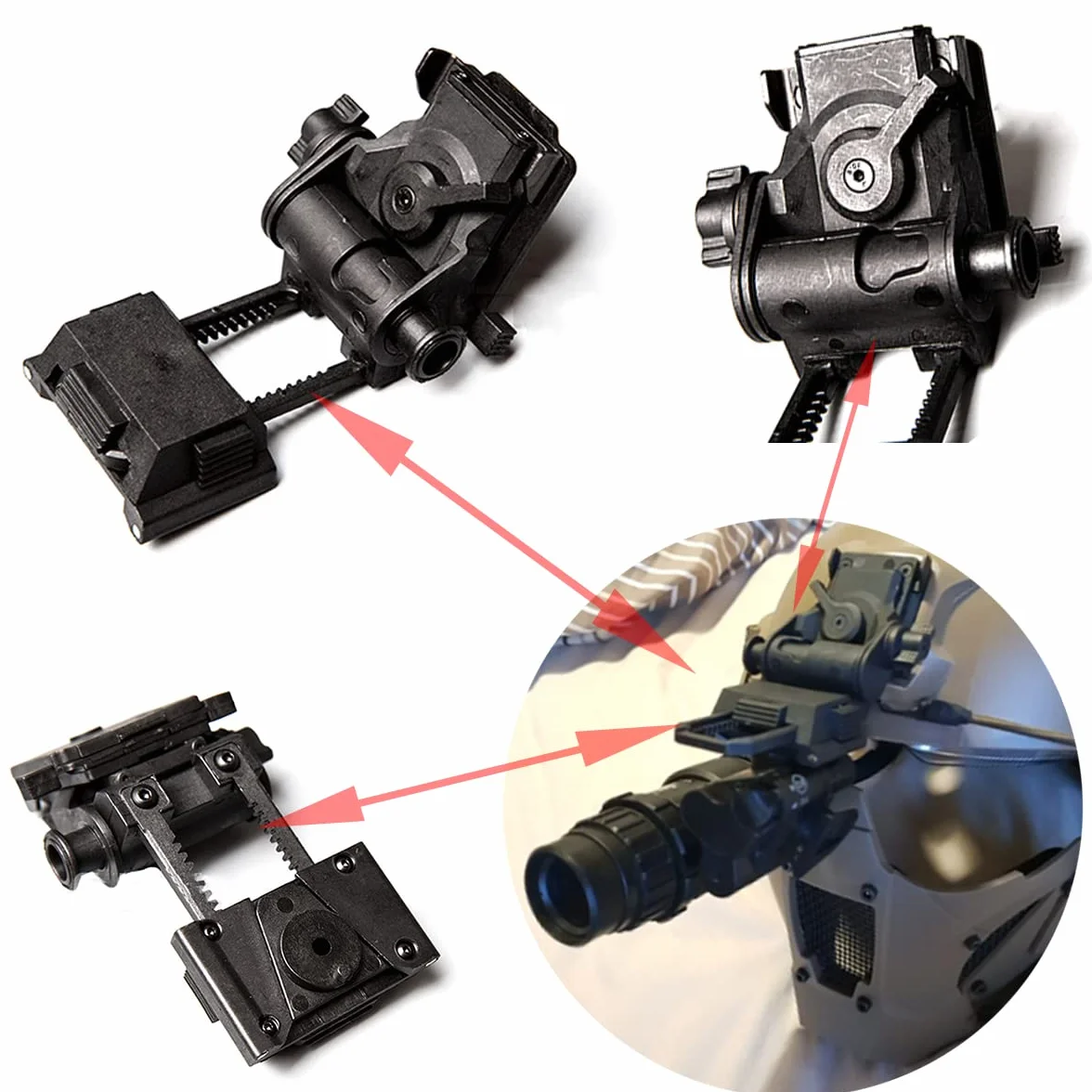 WLXW Casco Táctico y Auricular Táctico, con PVS-14 Gafas de Visión Nocturna NVG Mount, Modelo Telescopio, Auricular Táctico, Gafas, Linterna, para Paintball Gear,Tan5