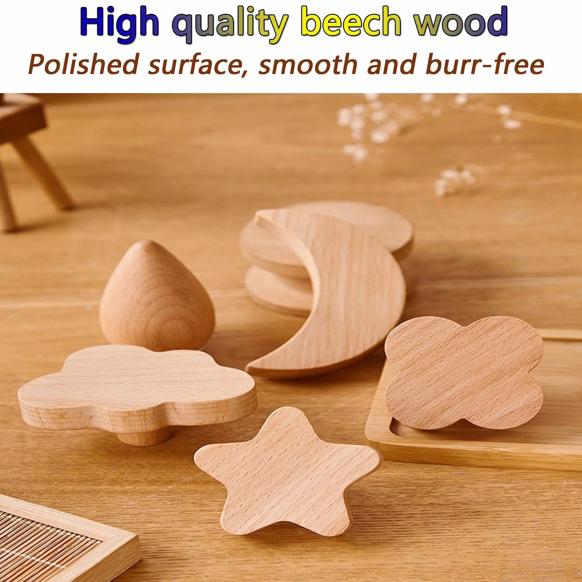Pomos Para Armarios De Guardería, 6 Piezas Pomos De Madera Para Muebles Para Niños, Tiradores De Madera Para Armarios, Pomos Para Muebles, Aparador, Pomos Para Idea De Regalo, Diseño De Nube