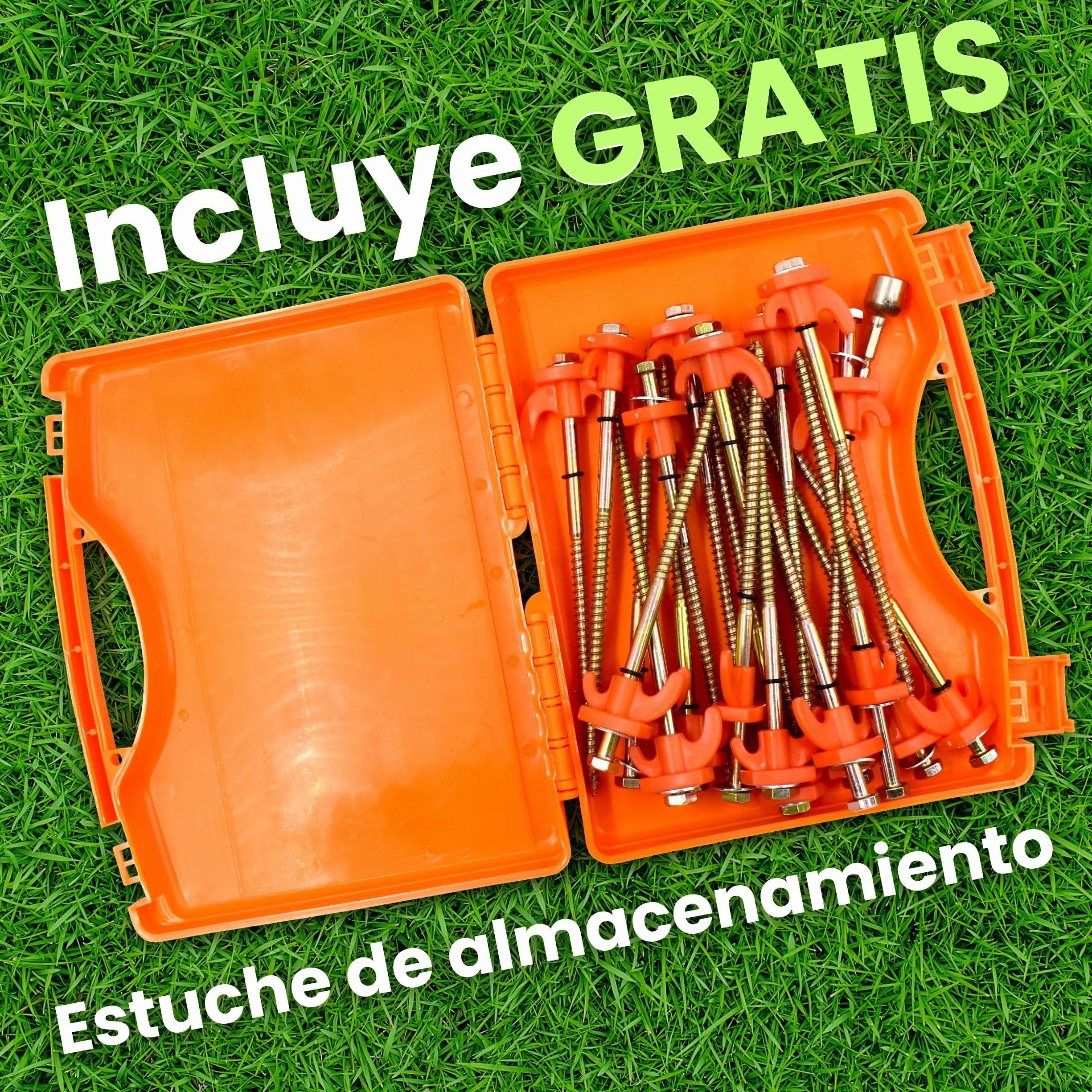 Piquetas Camping Suelo Duro 20,5cm 24 Unidades Naranja Clavijas Tornillo para Tiendas