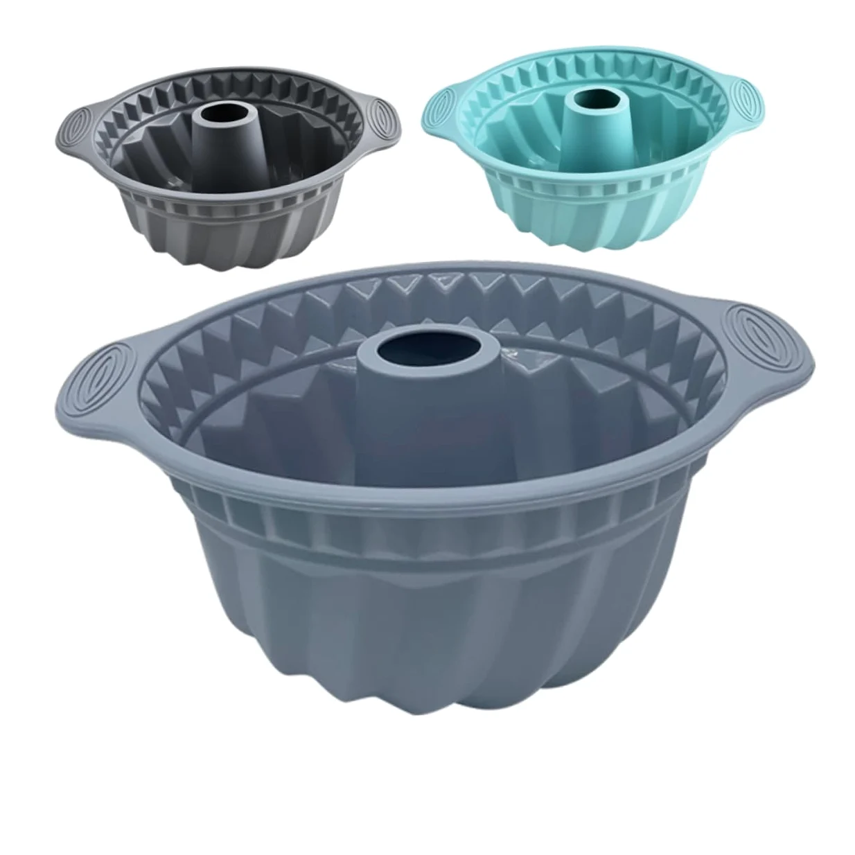 UKCOCO 3piezas Molde De Silicona para Tartas Redondas Molde Antiadherente para Repostería Casera De Silicona Acanalados para Hornear para De Tubo y Capacillos