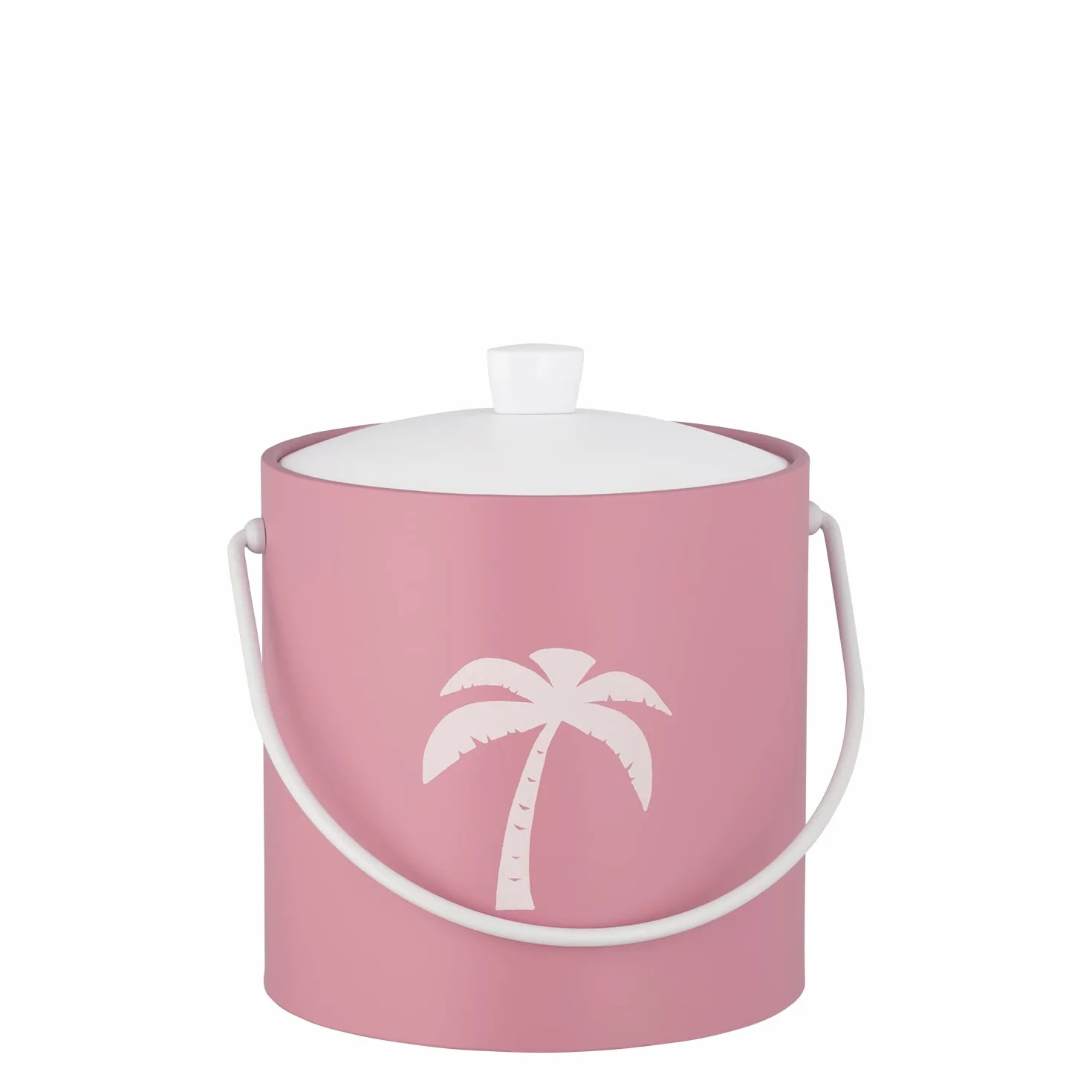 Kraftware Pastimes Collection 3qt Ice Bucket, Palm Tree, Pink Cubo de Hielo de 3 Cuartos, Piel sintética, Rosa