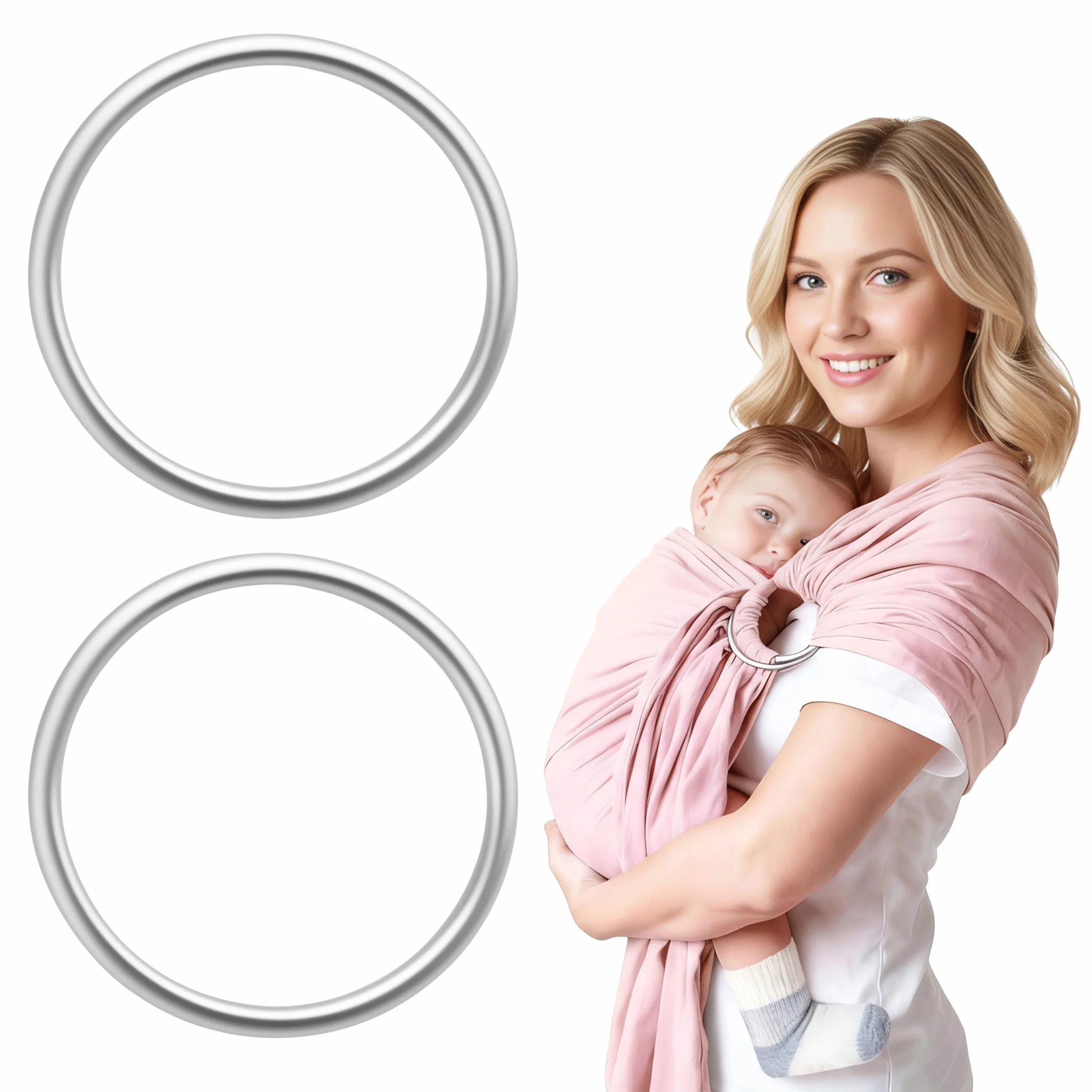 Anillos de Aluminio para Eslingas de Bebé, Portabebés Sling, Accesorio 2 Piezas