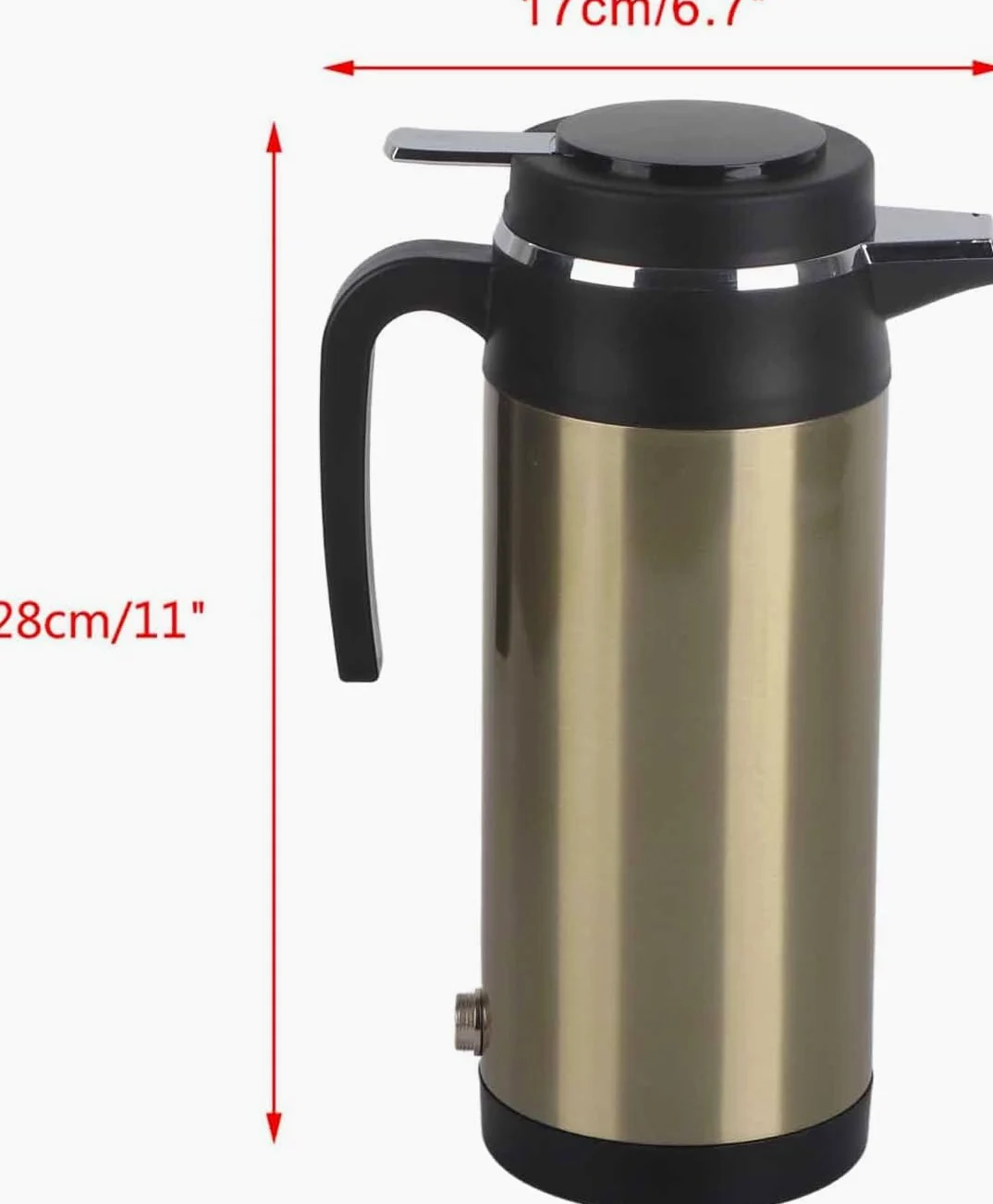 Termos eléctricos, 1200ML 12V / 24V Hervidor eléctrico de acero inoxidable en el coche Termos de viaje Botella de agua de calefacción(Plata) for termo cafe electrico,hervidor de agua para camion,calen