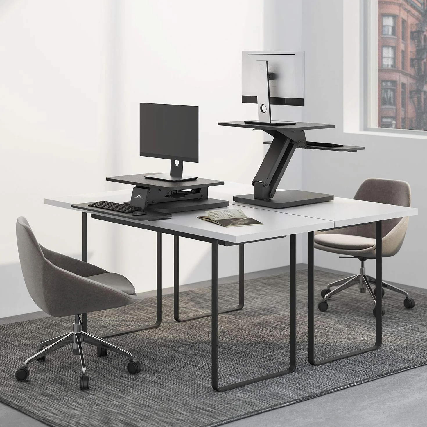 Maclean MC882 Base para Teclado y Monitor / Ordenador Portátil con Ajuste de Altura, Negro