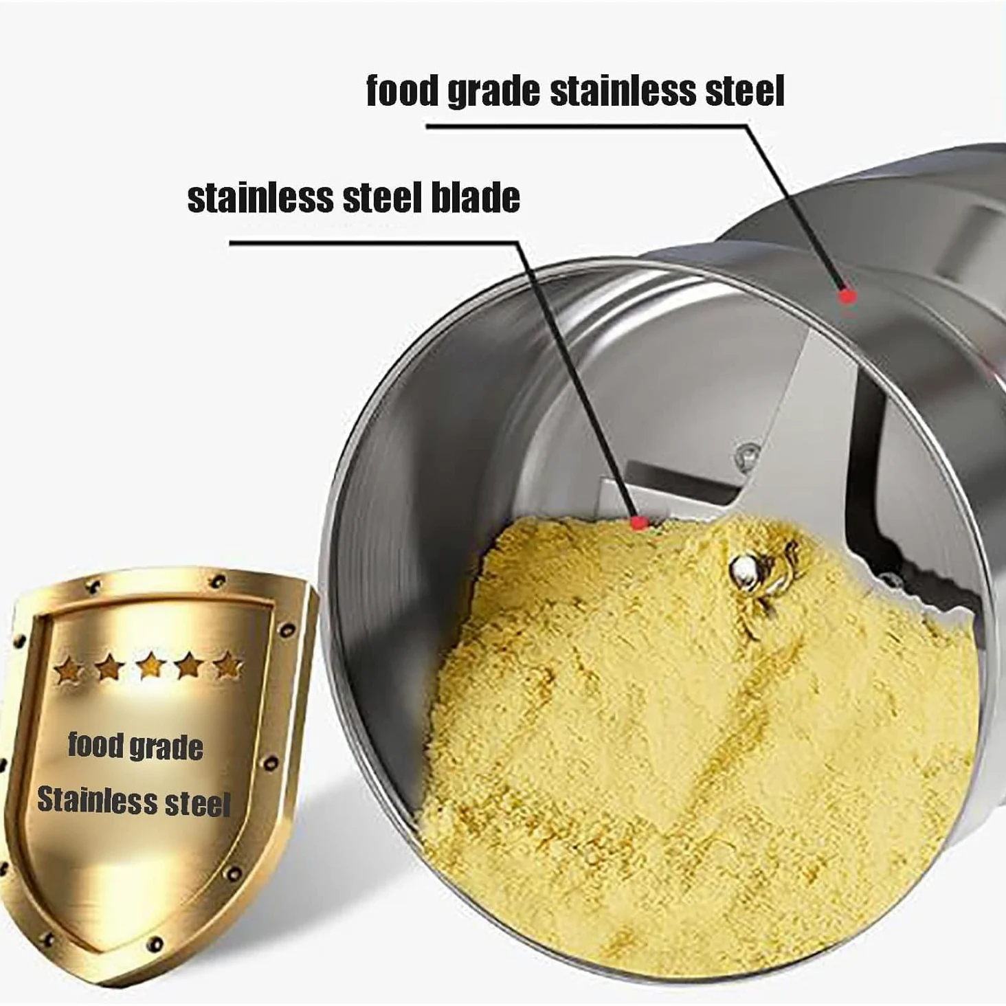 Molinillo de alimentos eléctrico: pulverizador de alta velocidad de acero inoxidable de 300 g para moler granos, harina, granos de café y condimentos