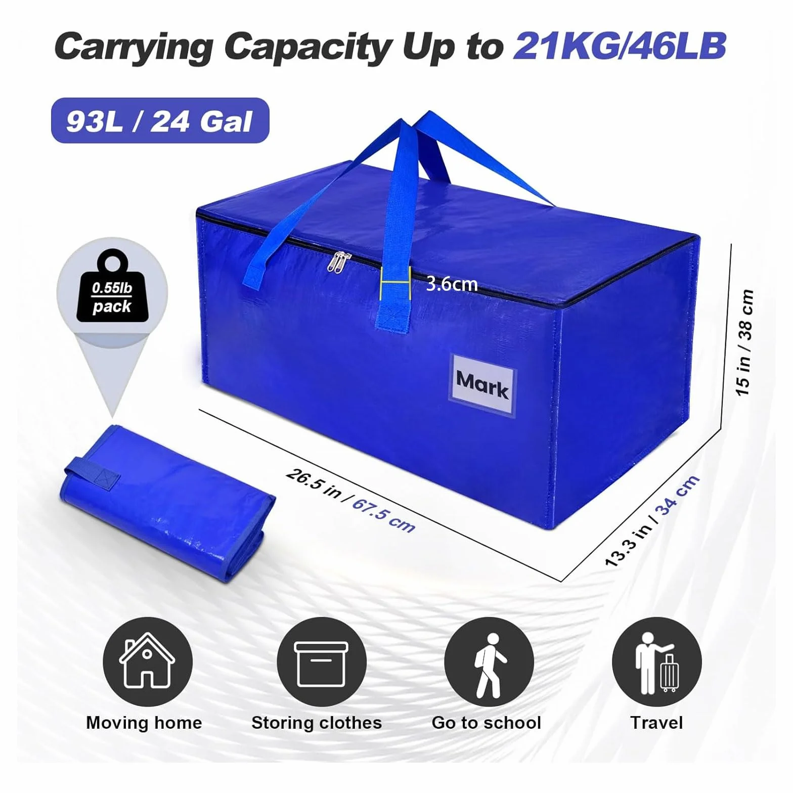 Bolsas de mudanza Pack de 6 bolsas organizadoras con asas de almacenamiento para ahorrar espacio, Bolsas de Almacenamiento - Bolsa Extra Grande para Mudanza y Viaje