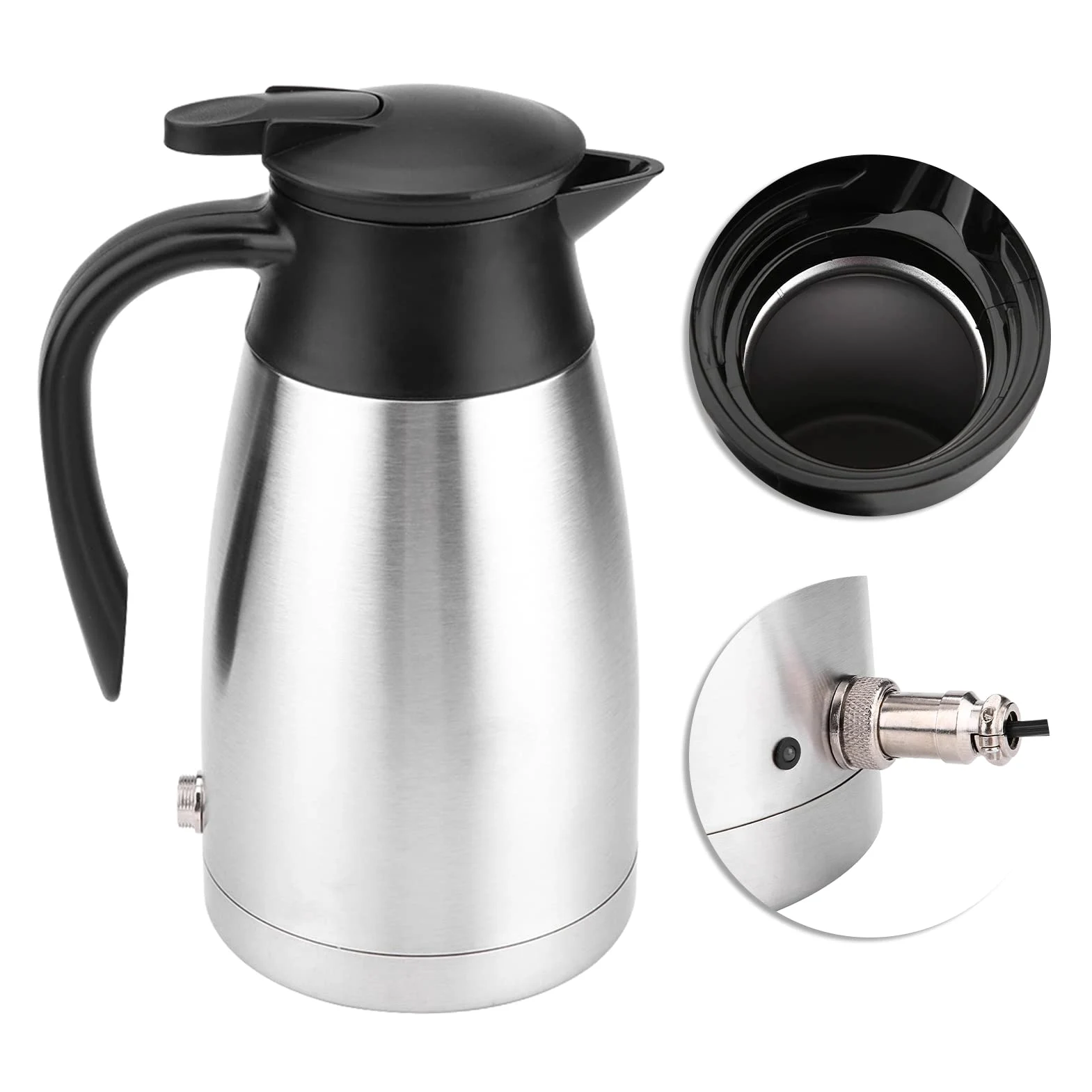 Yctze Caldera eléctrica en la taza de calefacción del coche - 1000 ml 12 V 24 V Electricidad de acero inoxidable en la caldera del coche - viaje - termos