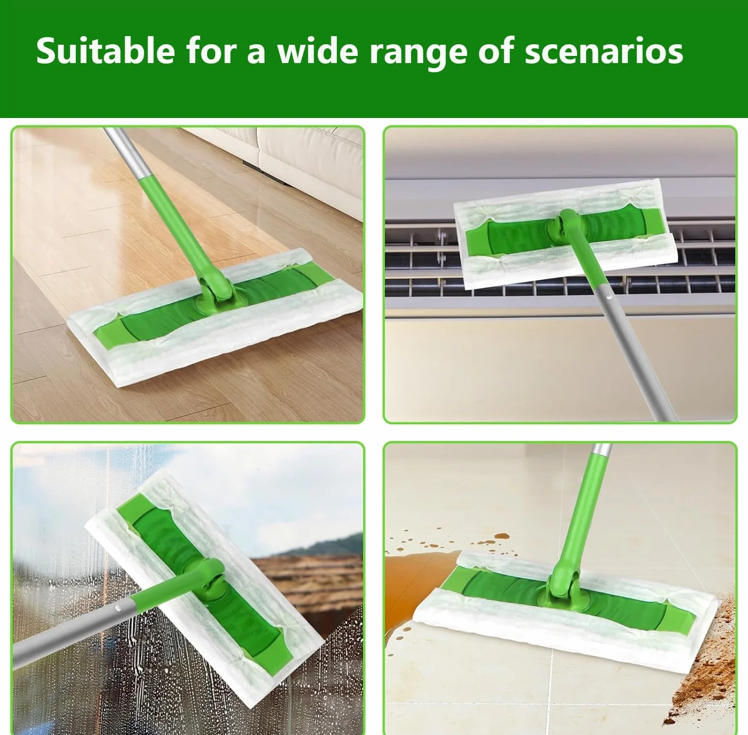 64 paños de limpieza en seco, compatibles con Swiffer Sweeper, recambios de plumero desechables, almohadillas para fregar y limpiar el suelo para una limpieza rápida y fácil