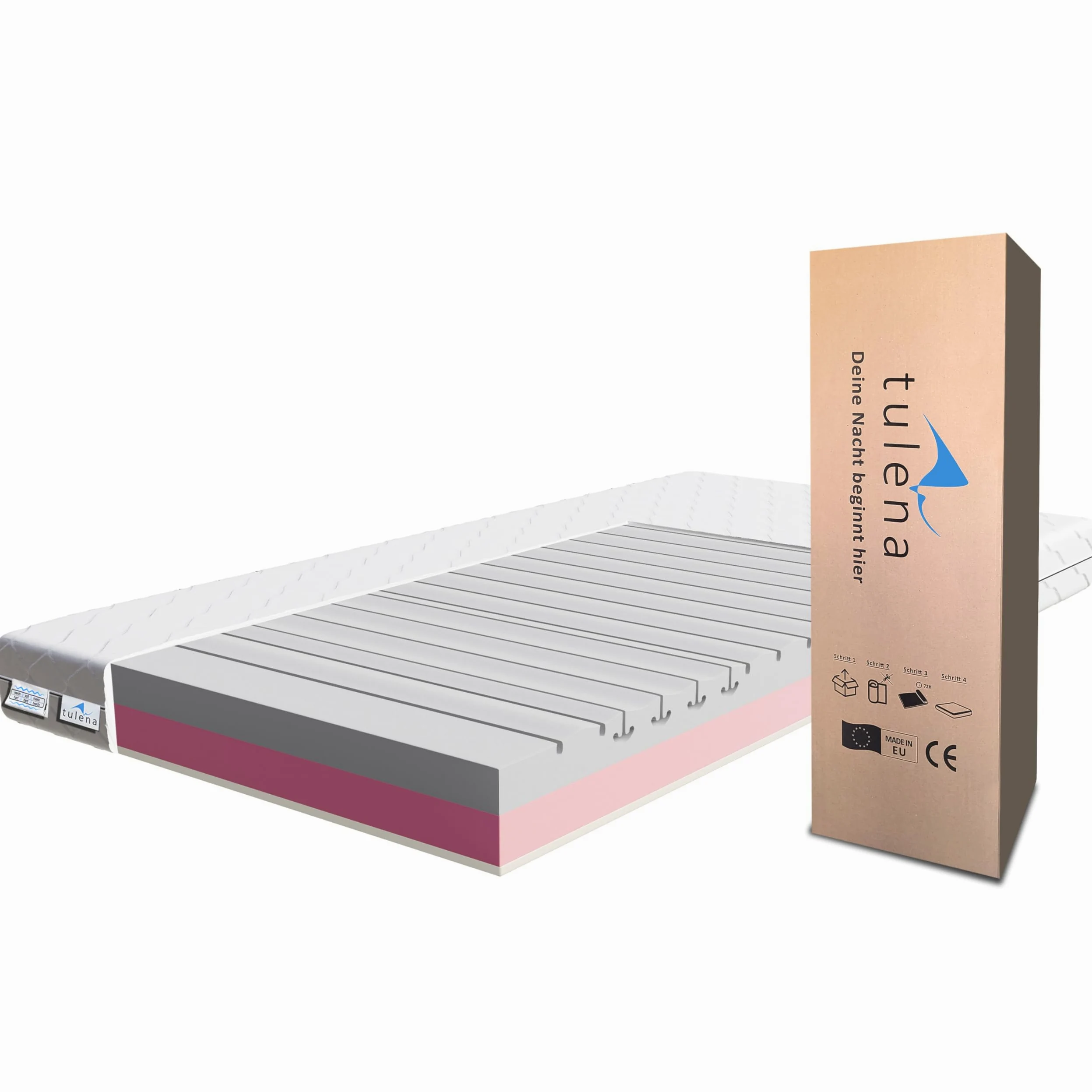 TULENA NOX Colchón de 90 x 200 cm de Espuma Confort Medio H2 + H3 Basic 16 cm Probeschlafen Incluye colchón Reversible, Funda antibacteriana con Cremallera
