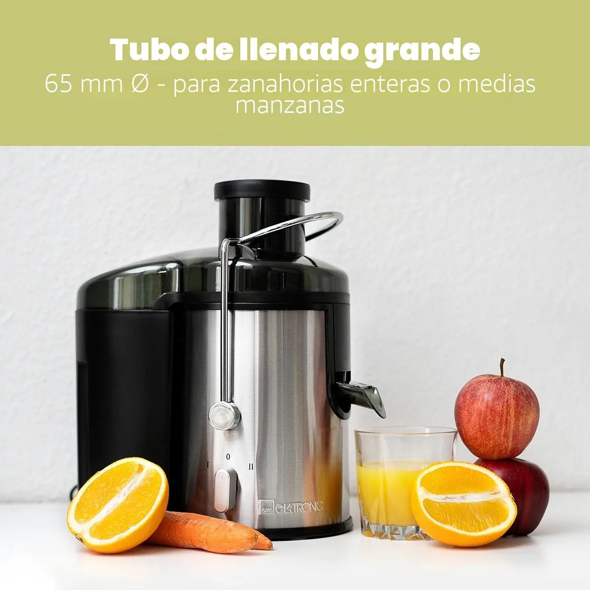 Clatronic AE 3666 - Licuadora para verduras y frutas, 2 velocidades, acero inoxidable, 400 W, color gris