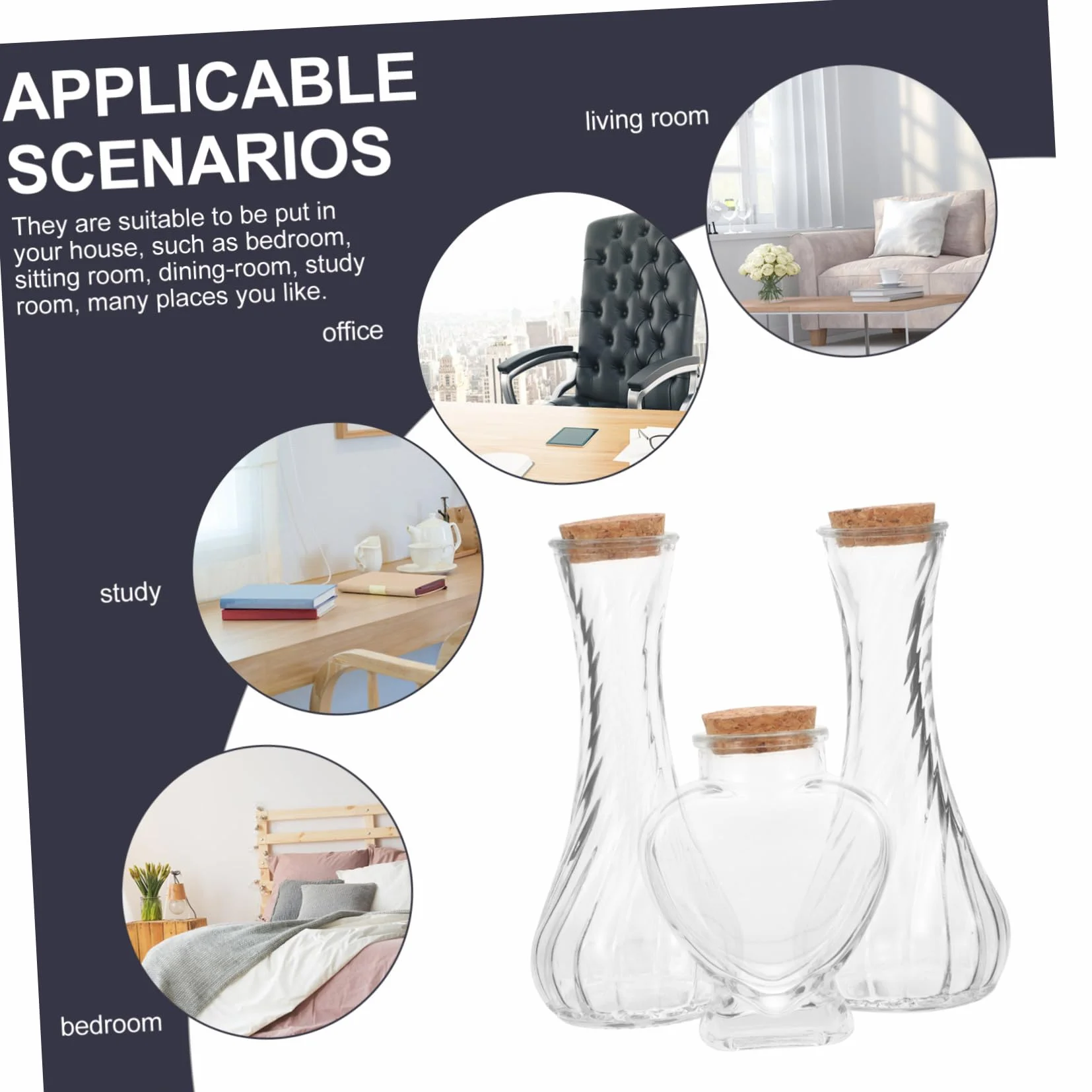 Yardenfun Conjunto 3 Piezas Botellas De Vidrio Para Ceremonia De Arena Boda Botellas Transparentes Con Tapón De Corcho Decoración Multifuncional Para Eventos Y Manualidades