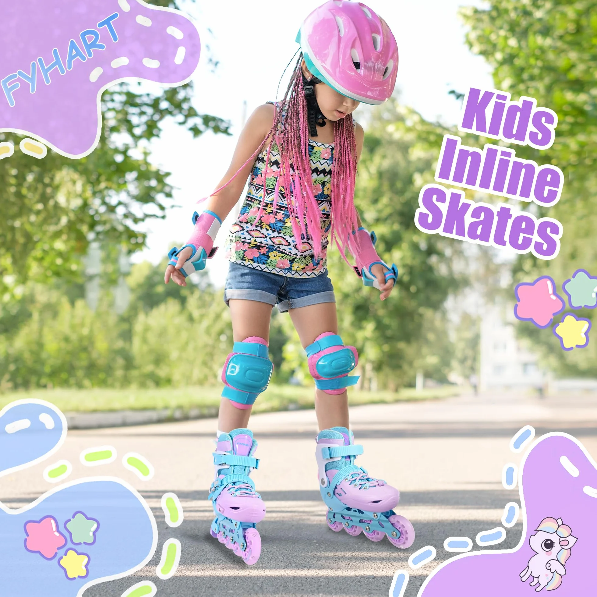 Patines en línea Ajustables para Niñas con Ruedas Luminosas, Principiantes Interiores y Exteriores