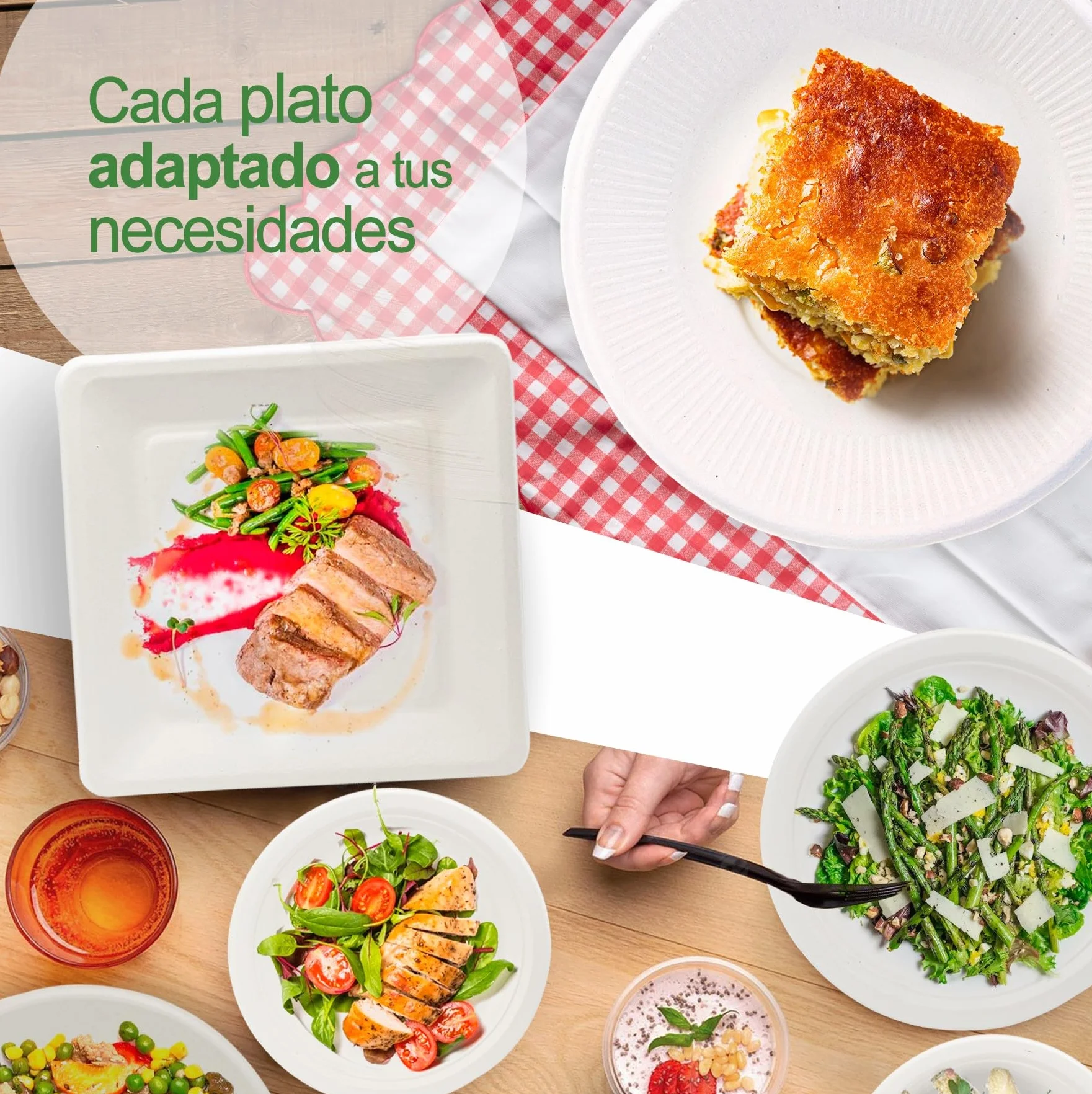 Pack 50, 100, 200, 500 o 1.000 Platos Desechables Biodegradables, Hechos de Fibra de Caña de Azúcar, Natural, 100% Biodegradable, Redondo, Planos, para Comidas, Barbacoa, Fiestas, Cumpleaños.