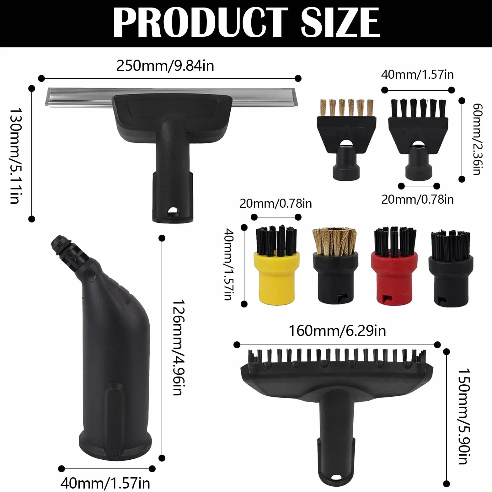 Repuestos Para Limpiadores A Vapor, 9PCS Accesorios Para Limpiador A Vapor Para Kärcher SC1 SC2 SC3 SC4 SC5 Boquilla Manual Cepillo Redondo Boquilla Cepillo Boquillas Eléctricas Para Kärcher