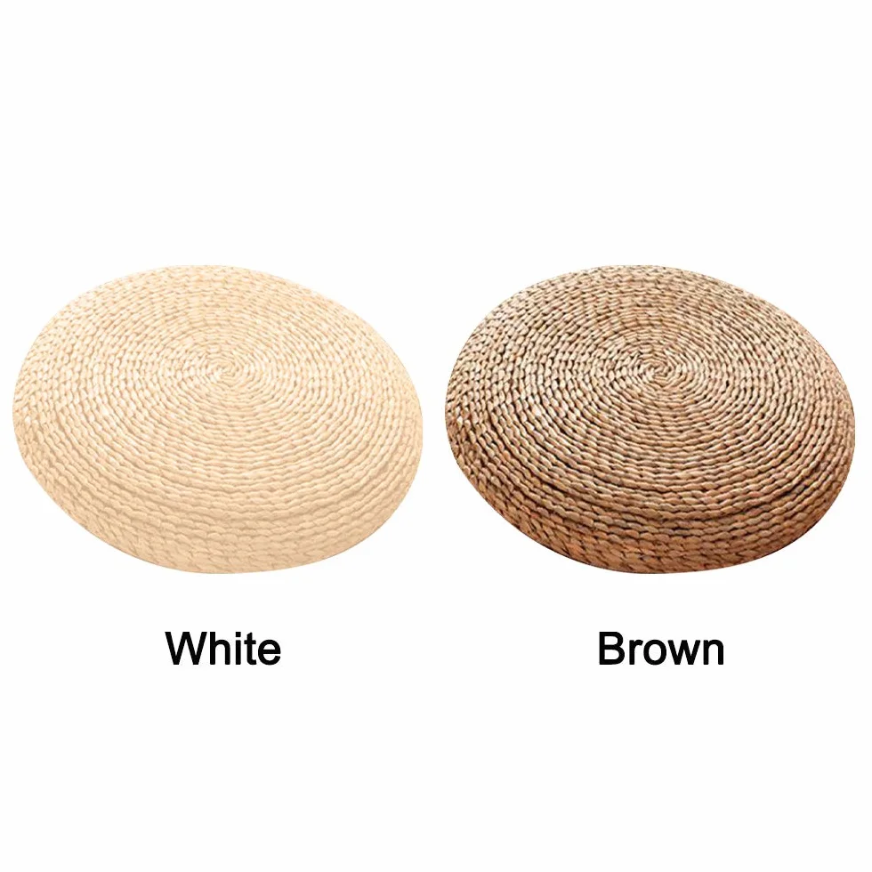 Almohada de Suelo de Ratán, Cojín de Paja Redondo, Alfombra de Suelo de Tatami Tejida a Mano, Tatami Tejido a Mano para Meditación, Zen, Práctica de Yoga o Buda (Brown-50cm)