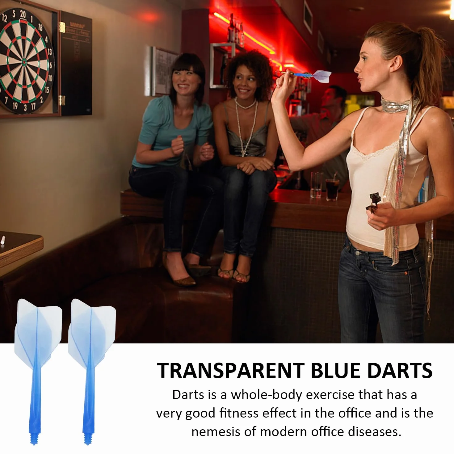 Vástago de dardos de 6 piezas, eje de dardo alado, alas azules transparentes, accesorios para dardos, vástago de dardos de una pieza, vástago roscado 2ba para dardos estable