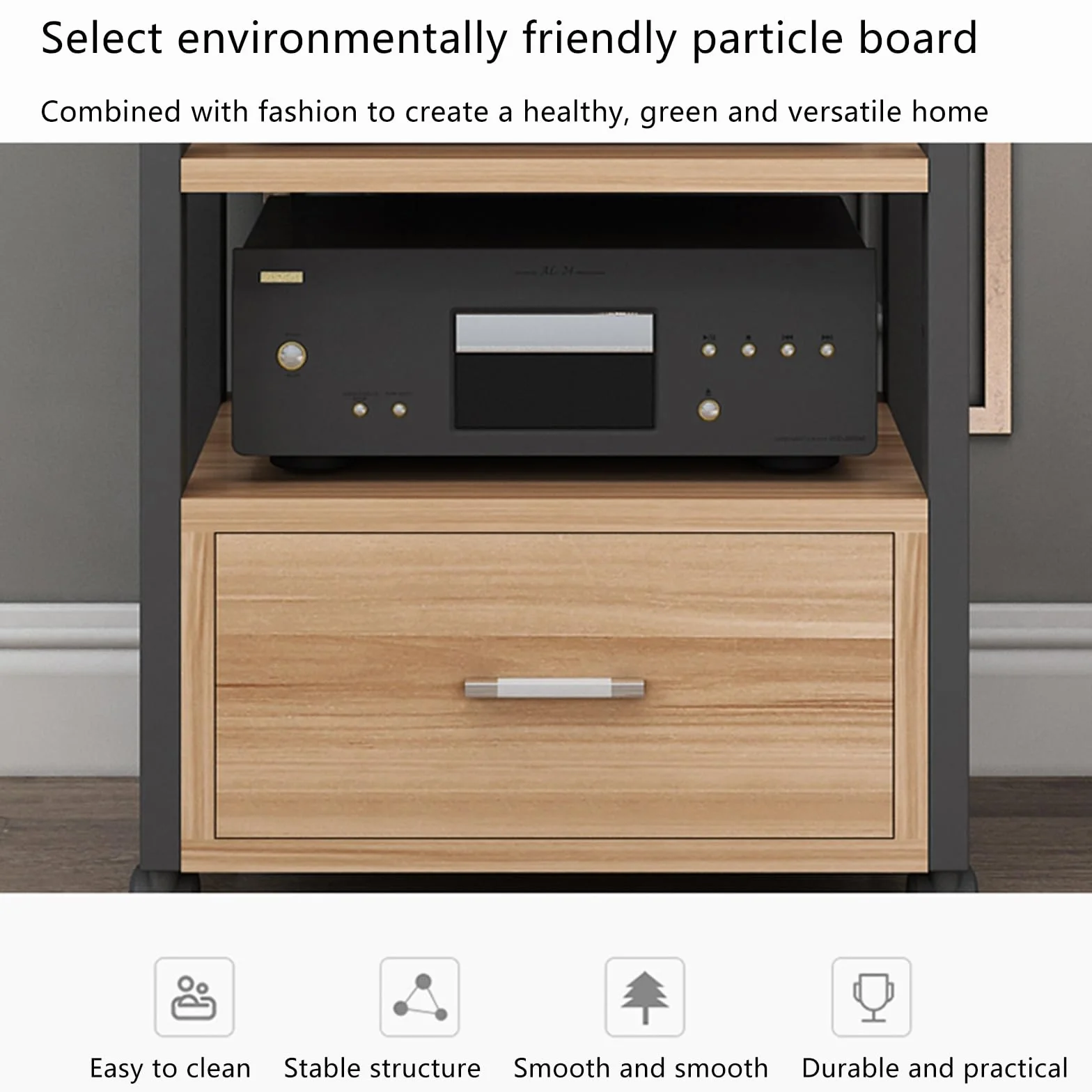 Mueble tocadiscos，mueble hifi rack，mueble equipo hifi con ruedas，Mueble hifi，gabinete estéreo de madera estante de audio，sala de estar almacenamiento medios gabinete，Gabinete Almacenamiento Medios(Bla