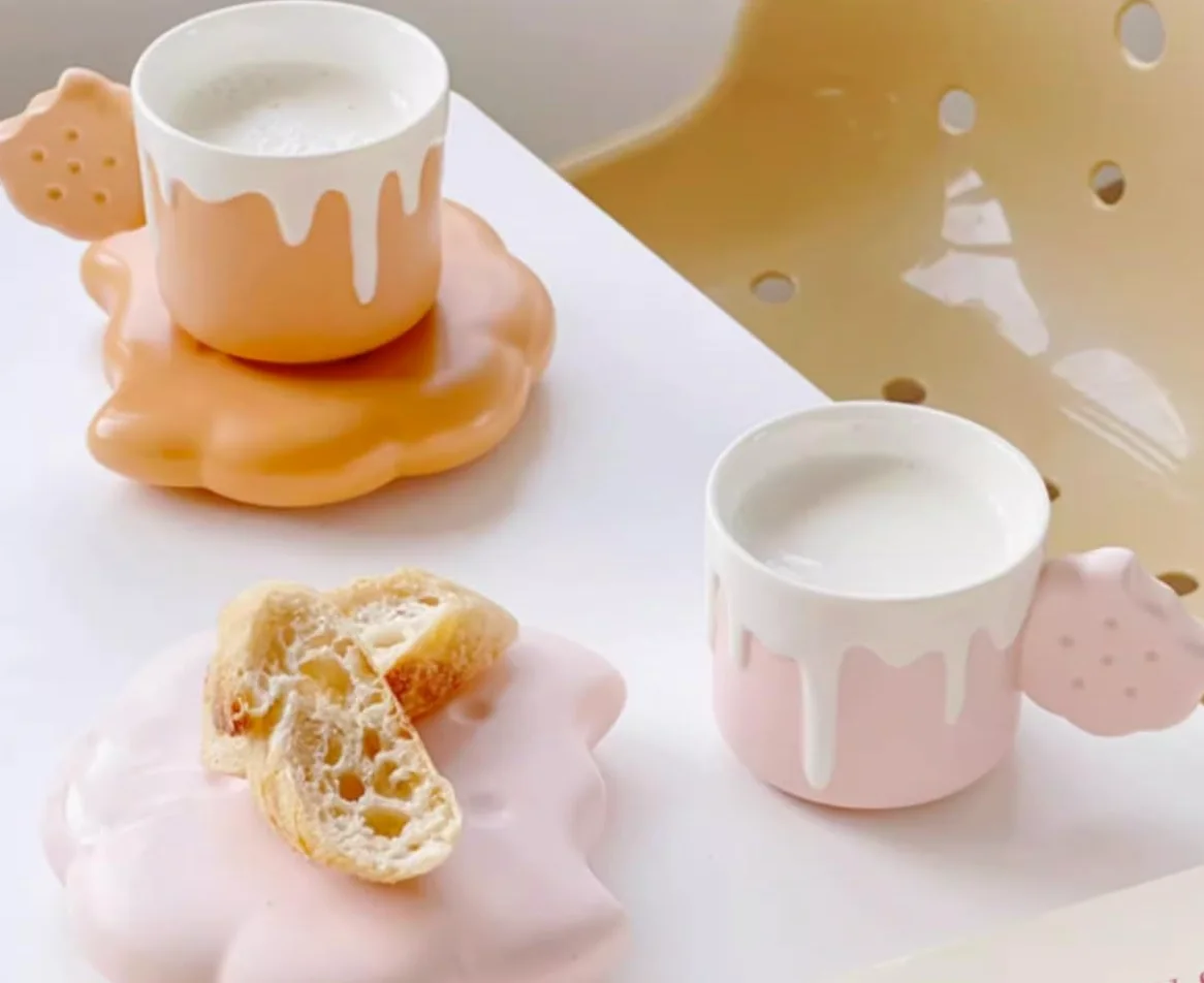 Taza de Café de Té Tazas Creativas Con Forma De Helado, Taza De Cerámica Resistente A Altas Temperaturas Para Beber, Taza De Desayuno Para El Hogar para té de la tarde(B)