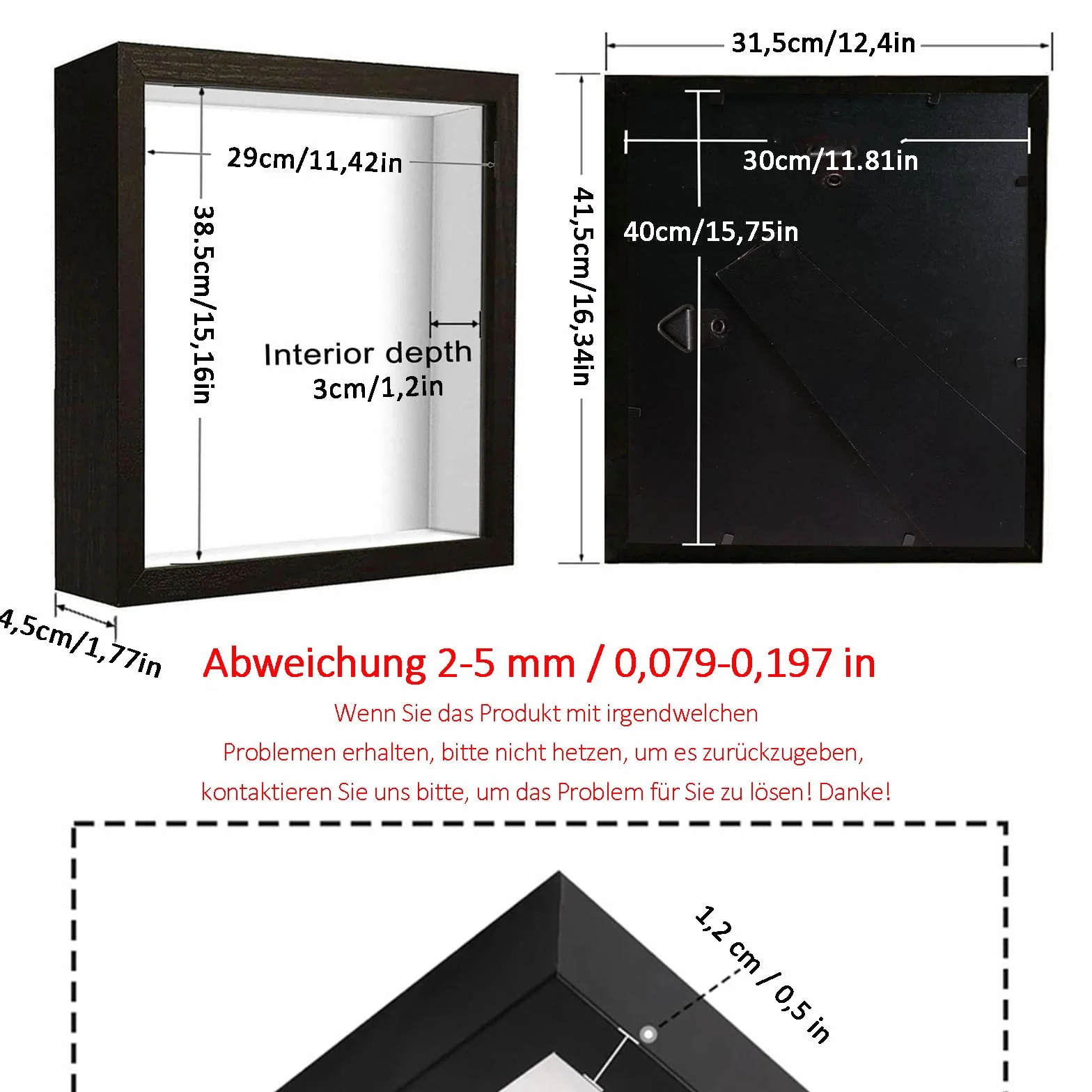3D Marco de Fotos, 30 x 40 cm, Marco de Fotos Profundo para Rellenar, Marcos para Rellenar 3D, con Placa Acrílica Transparente, Marcos de Objetos Más Profundo 3cm, para Flores Ramo, Negro