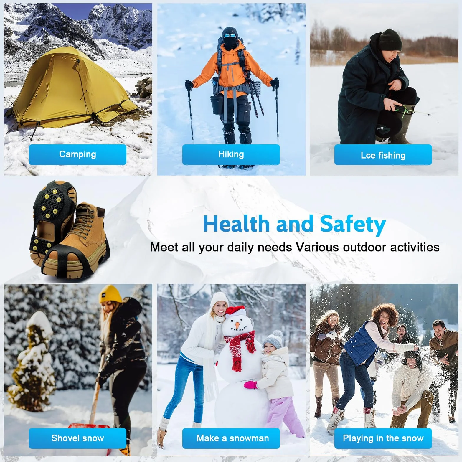 Crampones Antideslizante para Hielo y Nieve, Escalada Deportiva al Aire Libre, Senderismo Invierno (Amarillo M)
