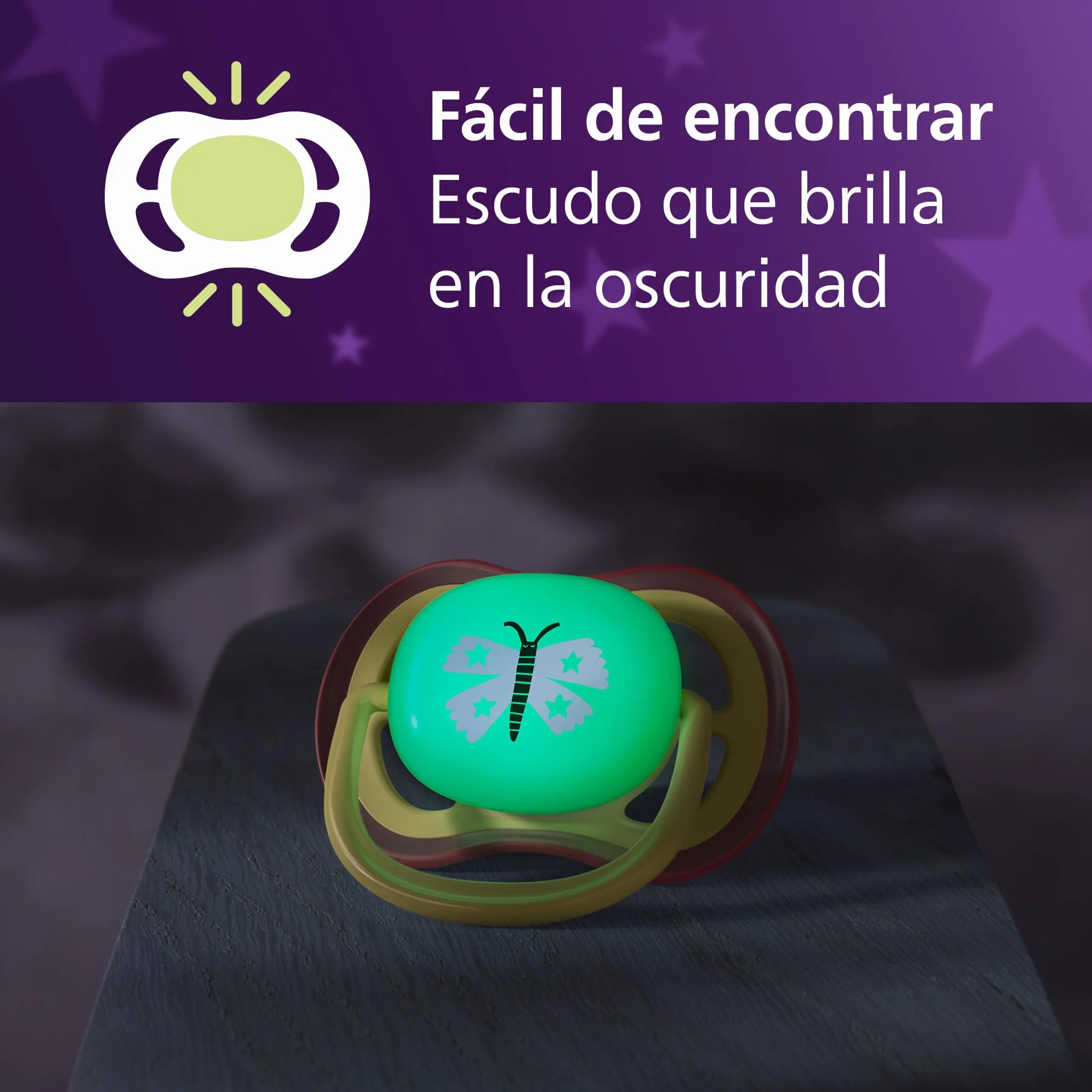 Philips Avent Chupetes Ultra Air Noche 0-6 Meses Brillan Oscuridad Silicona Sin BPA Paquete 2