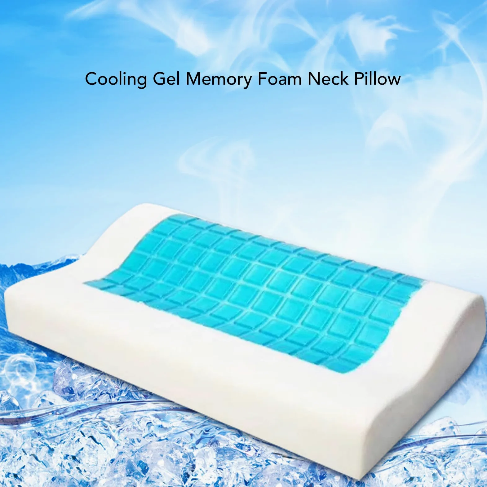Sonew Almohadas de Apoyo para el Cuello para Dormir, Gel Refrescante, Almohada de Espuma Viscoelástica, Diseño Ergonómico Ondulado, Almohada Cervical para el Hogar y Salón de