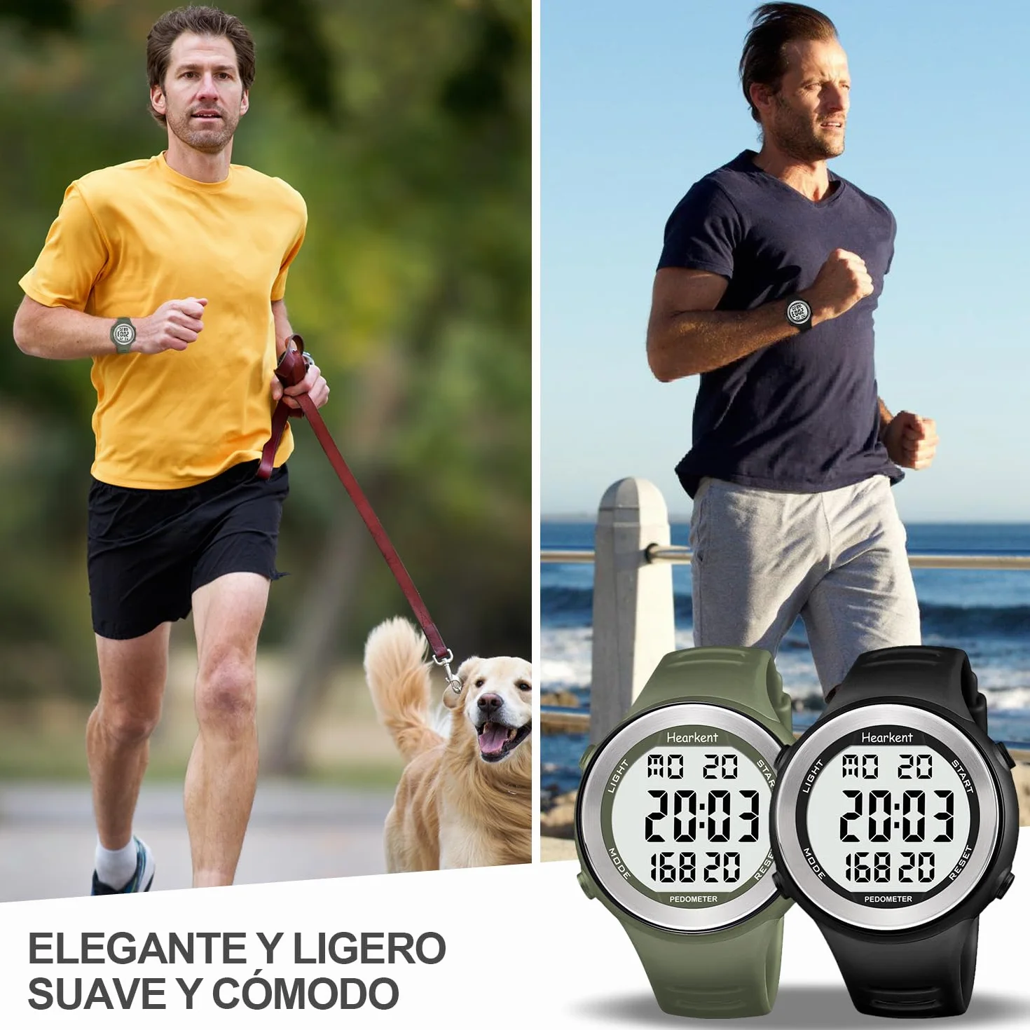 Hearkent Reloj podómetro Resistente al Agua con Contador de Pasos, Calorías y Números Grandes LCD