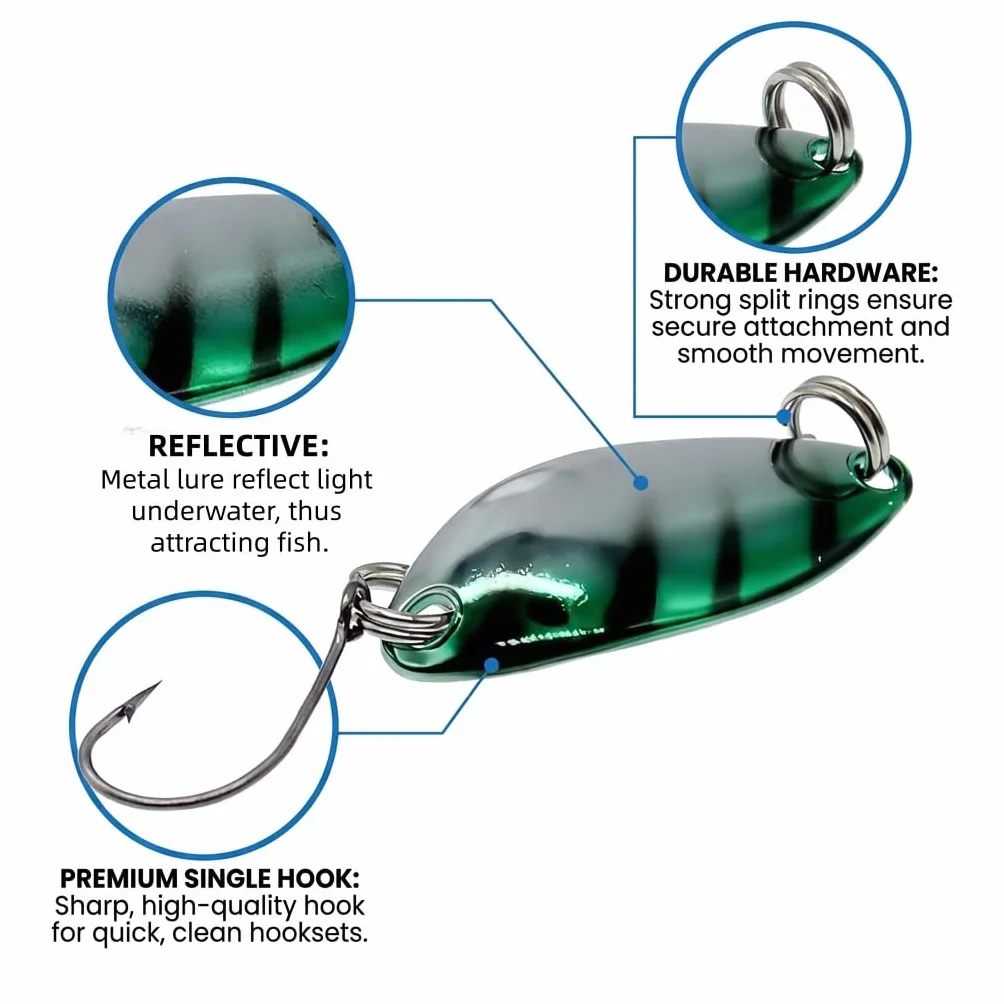 Señuelo Artificial Spinning Cucharilla de Pesca 3g 3cm Spoon Metalico con Single Hook para Trucha Perca Lucio